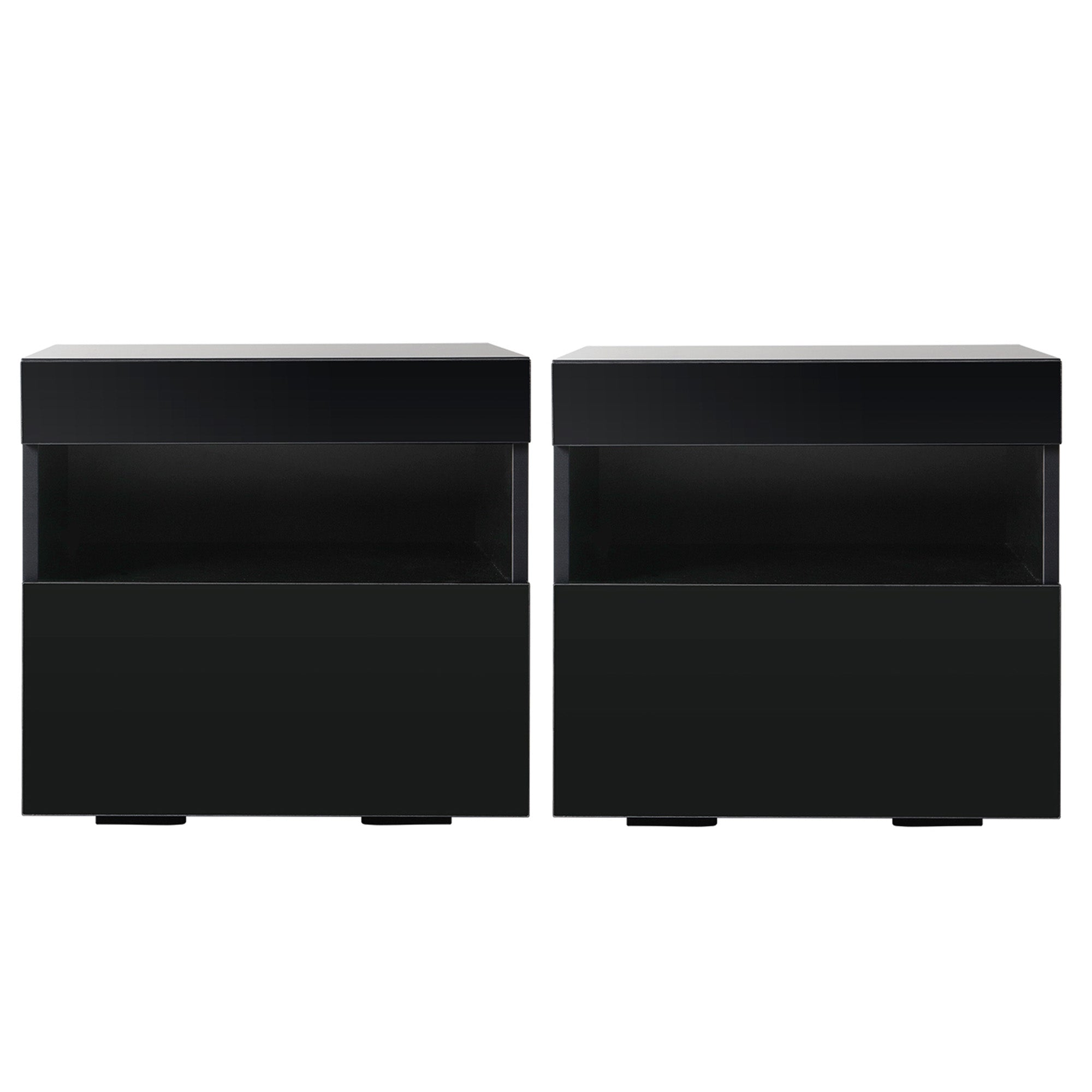 Artiss LED Bedside Tables Black 2 Pack | Simpledeals