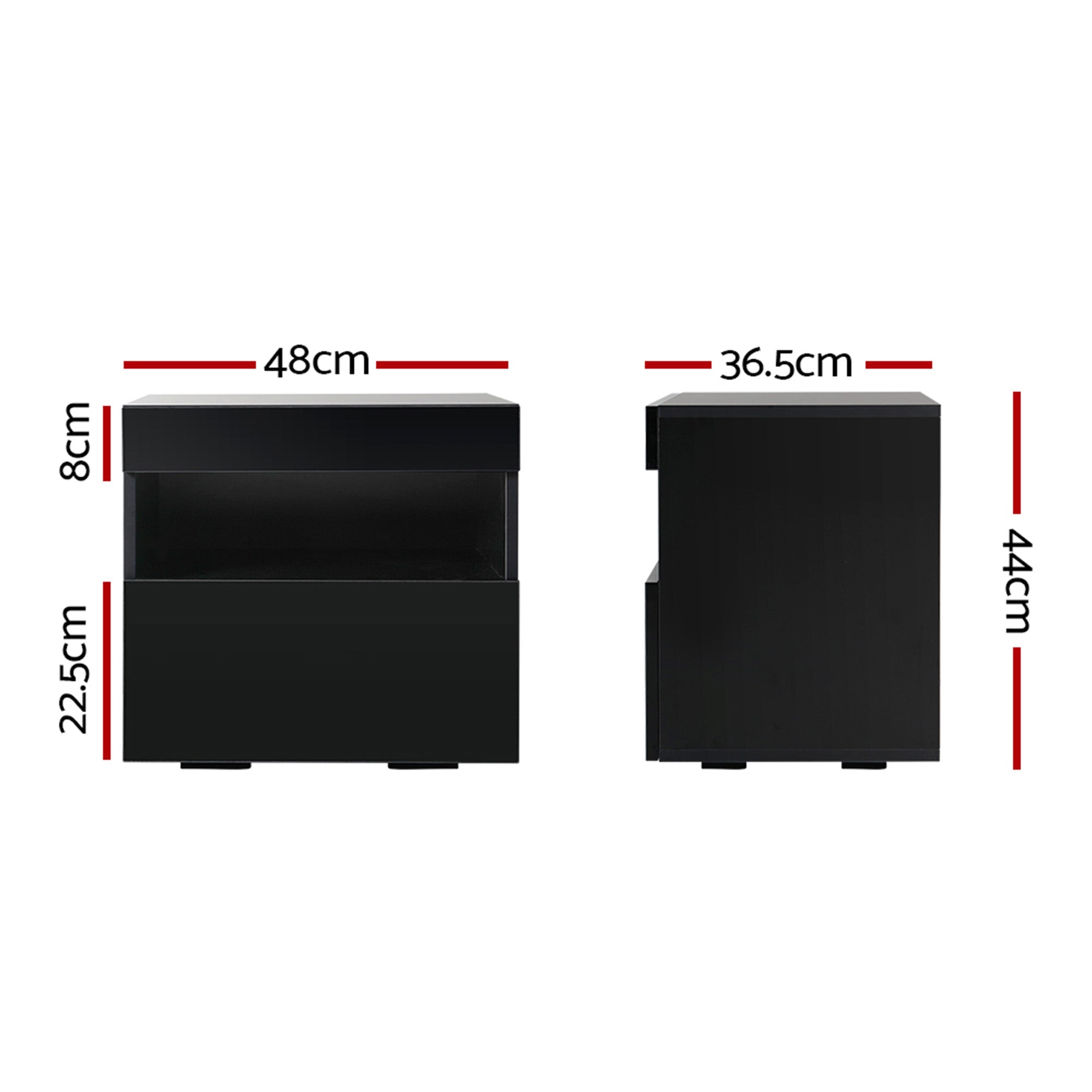 Artiss LED Bedside Tables Black 2 Pack | Simpledeals