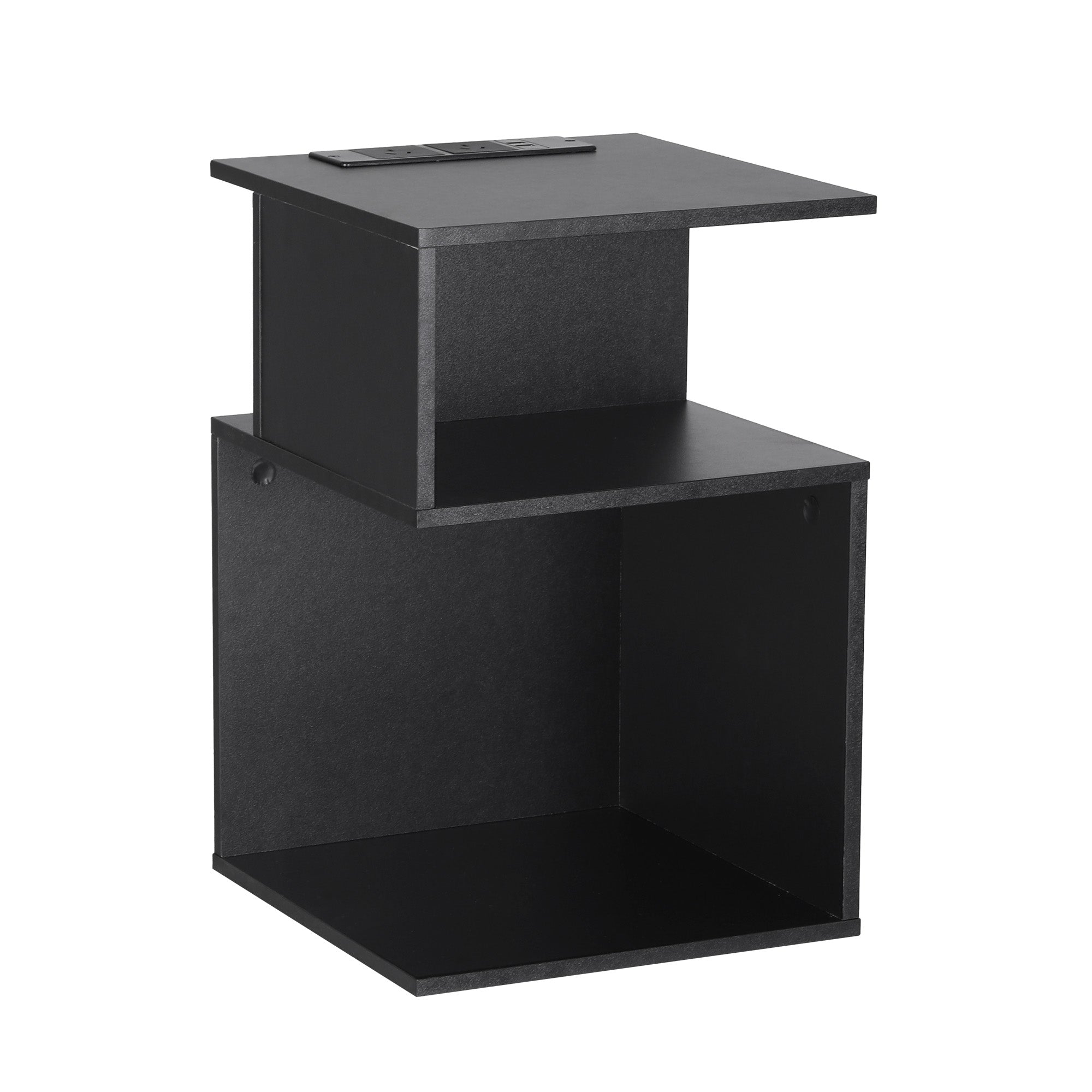 S-Shaped Bedside Table Charging Station Black | Simpledeals