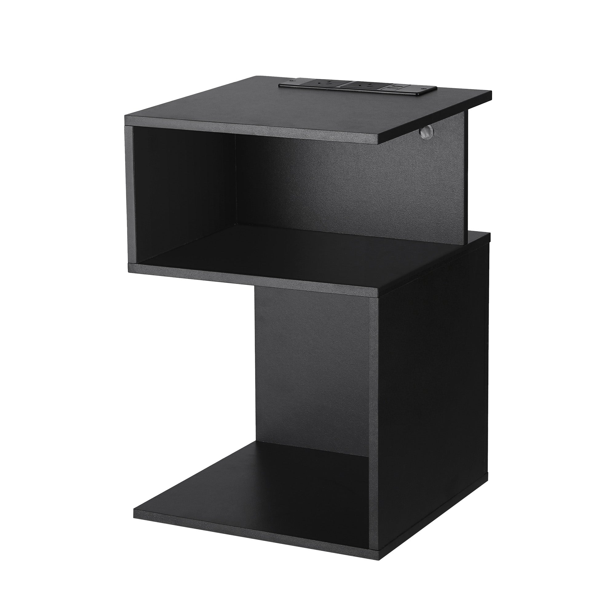 S-Shaped Bedside Table Charging Station Black | Simpledeals