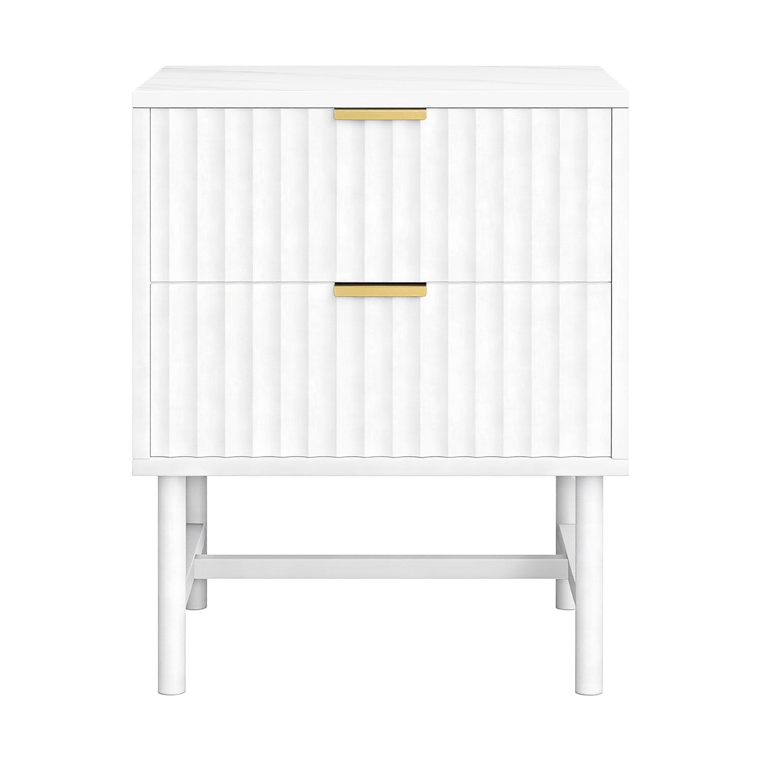 White Bedside Table 2 Drawers 43.5x39x55cm
