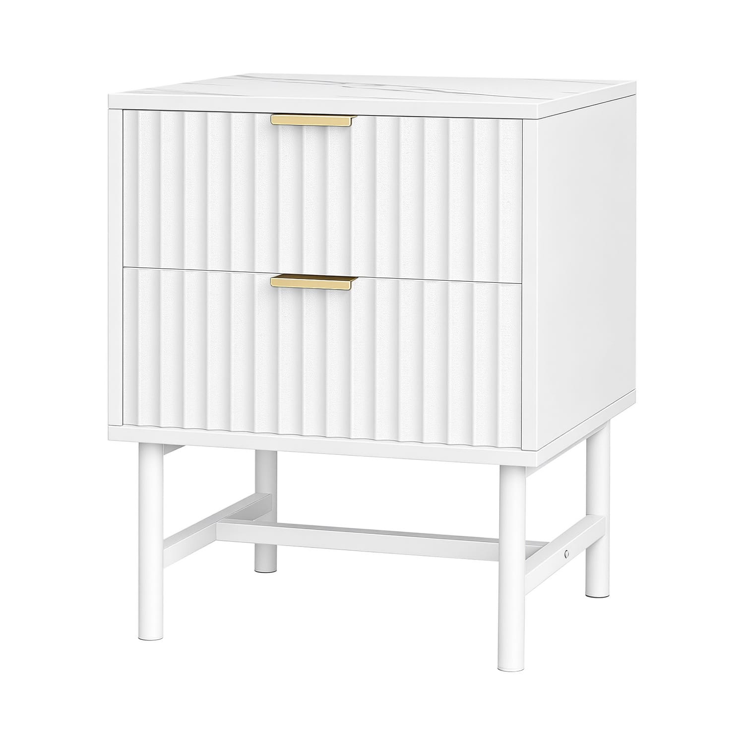 White Bedside Table 2 Drawers 43.5x39x55cm
