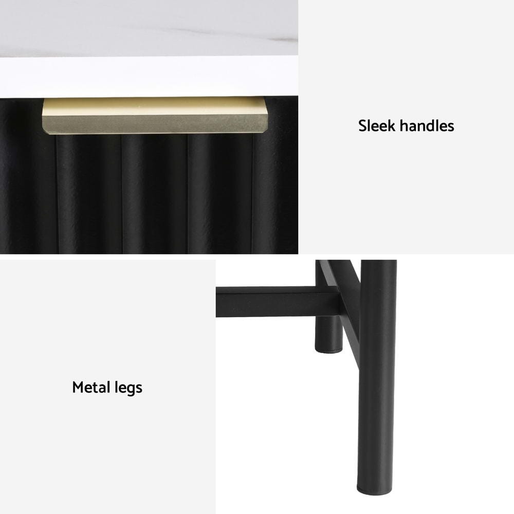 Bedside Table 2 Drawers Black 43.5x39x55cm