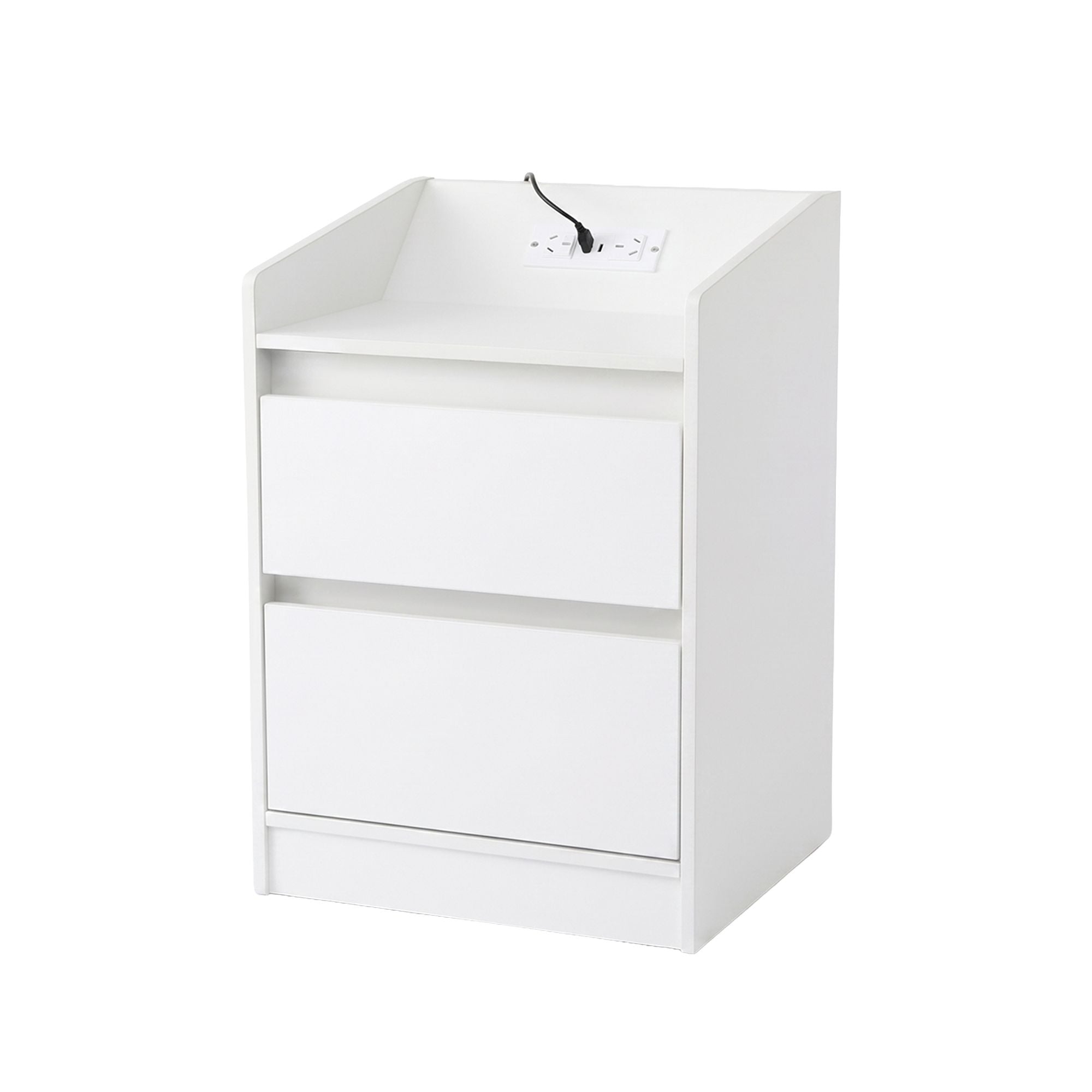 Bedside Table Charging Station 2 Drawers LED | Simpledeals