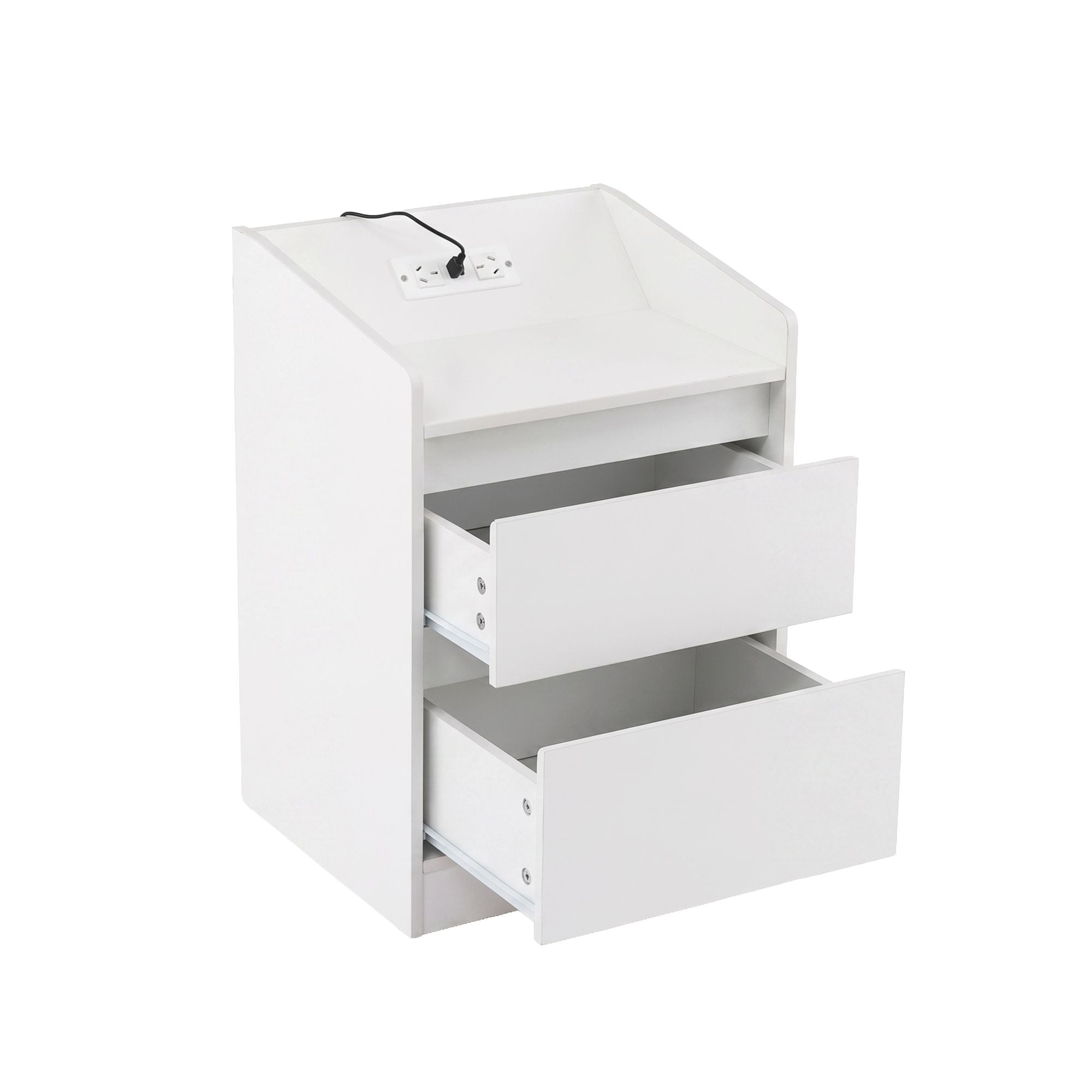 Bedside Table Charging Station 2 Drawers LED | Simpledeals