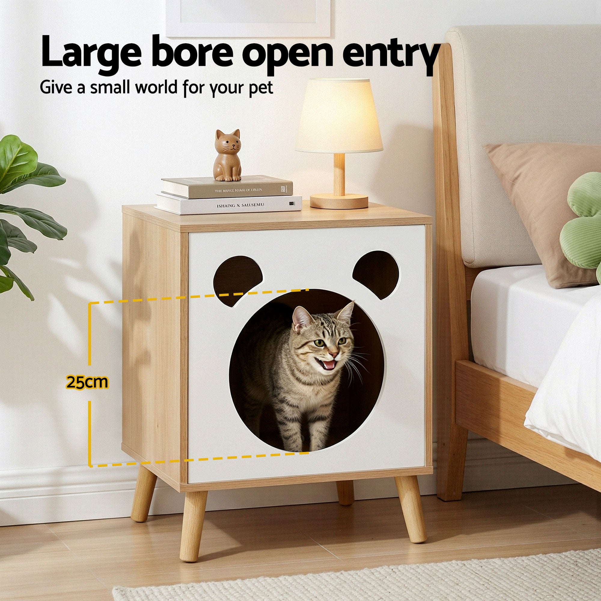 Cat Nest Bedside Table Solid Wood Legs | Simpledeals