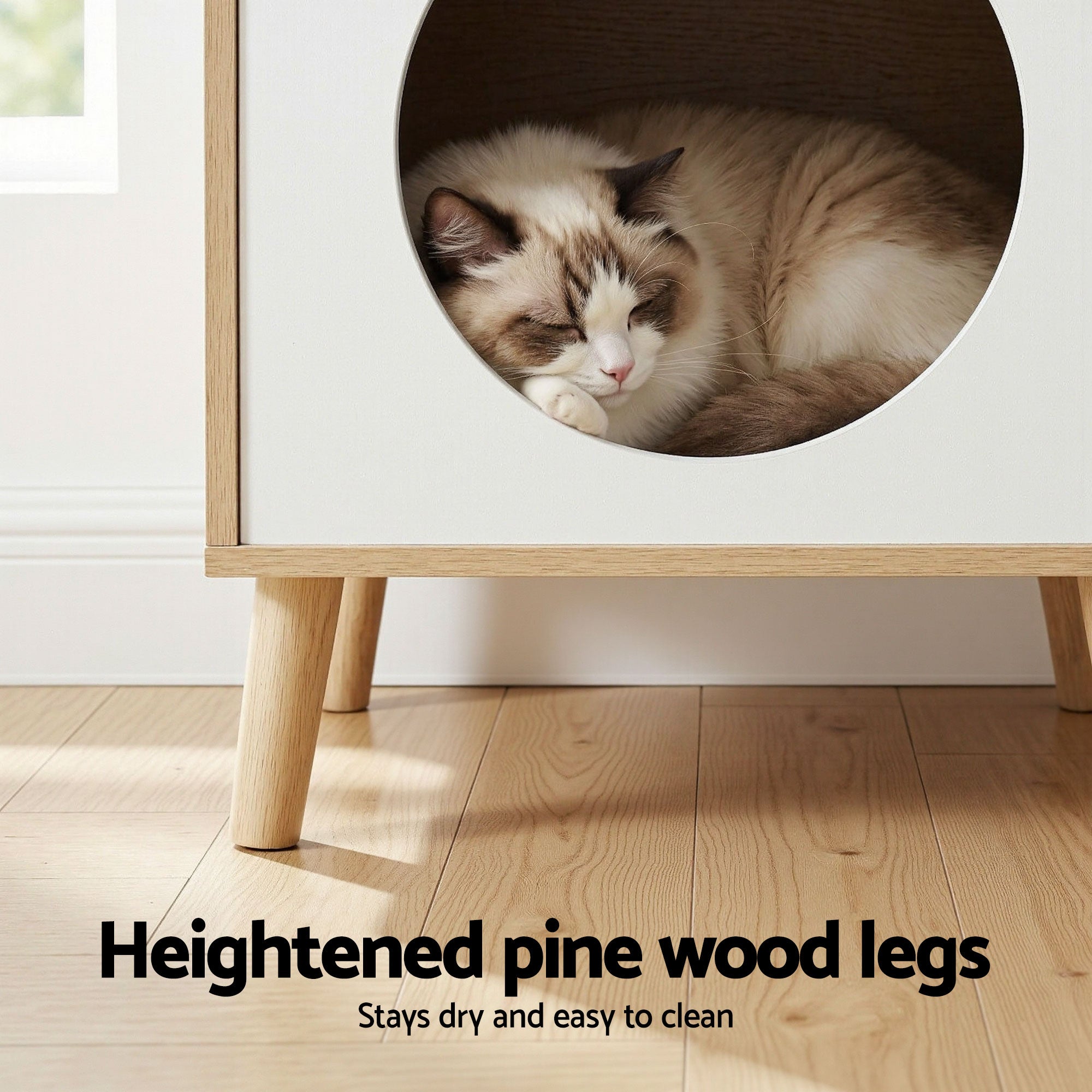 Cat Nest Bedside Table Solid Wood Legs | Simpledeals