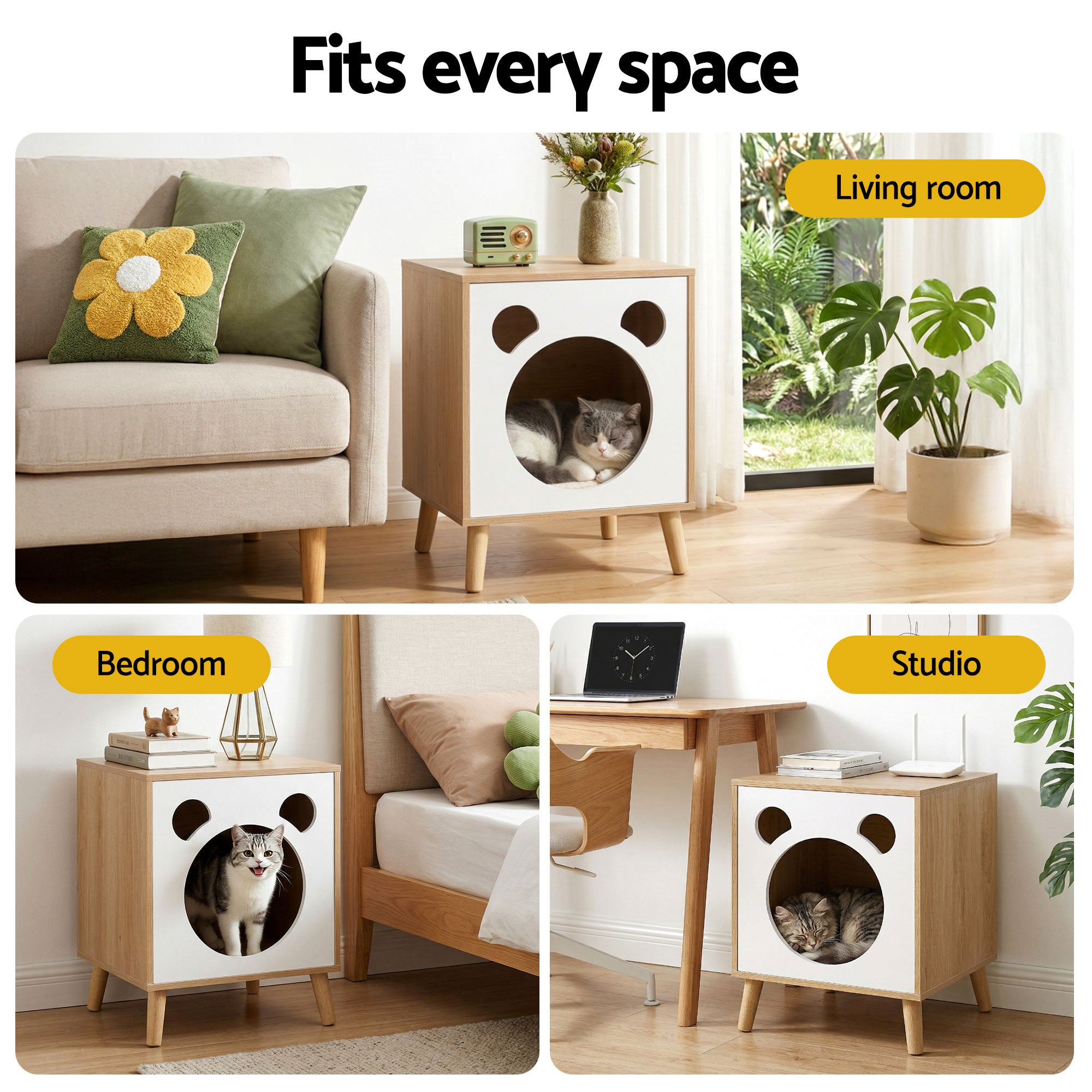 Cat Nest Bedside Table Solid Wood Legs | Simpledeals
