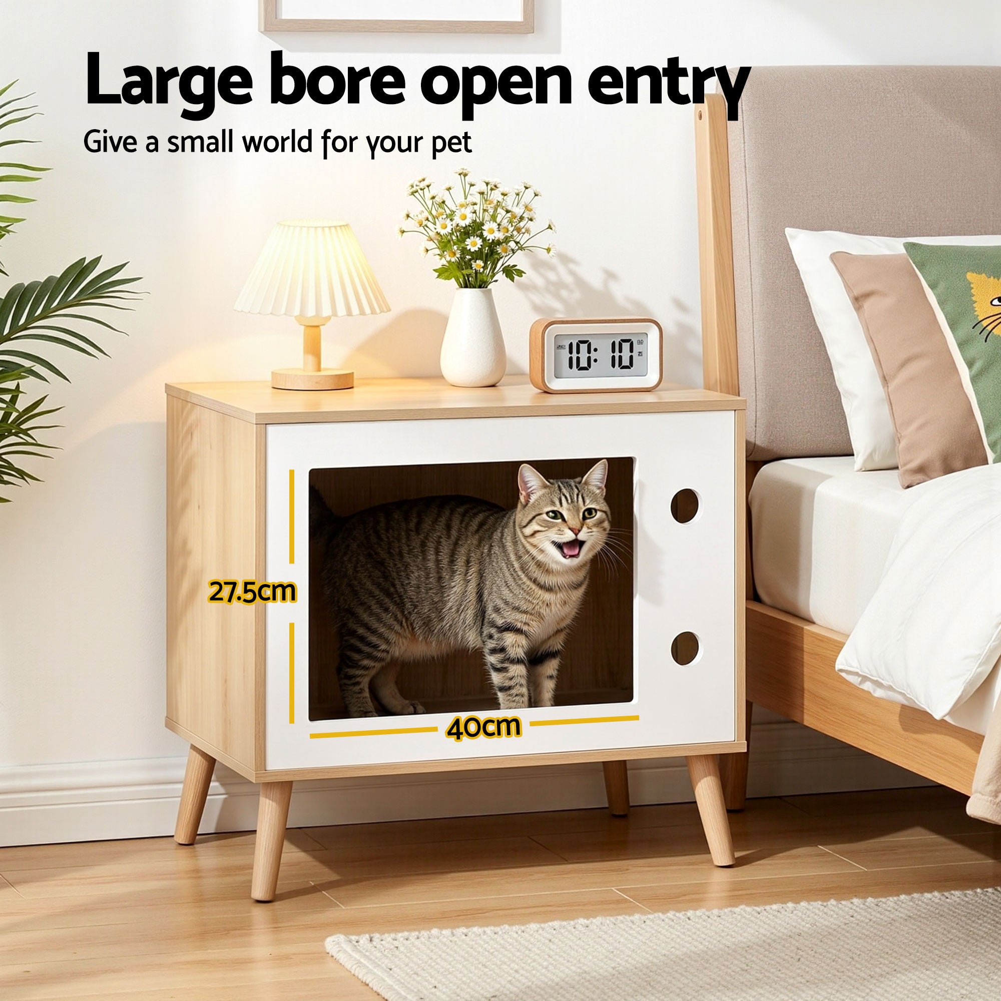 Cat Nest Bedside Table Solid Wood 60cm | Simpledeals