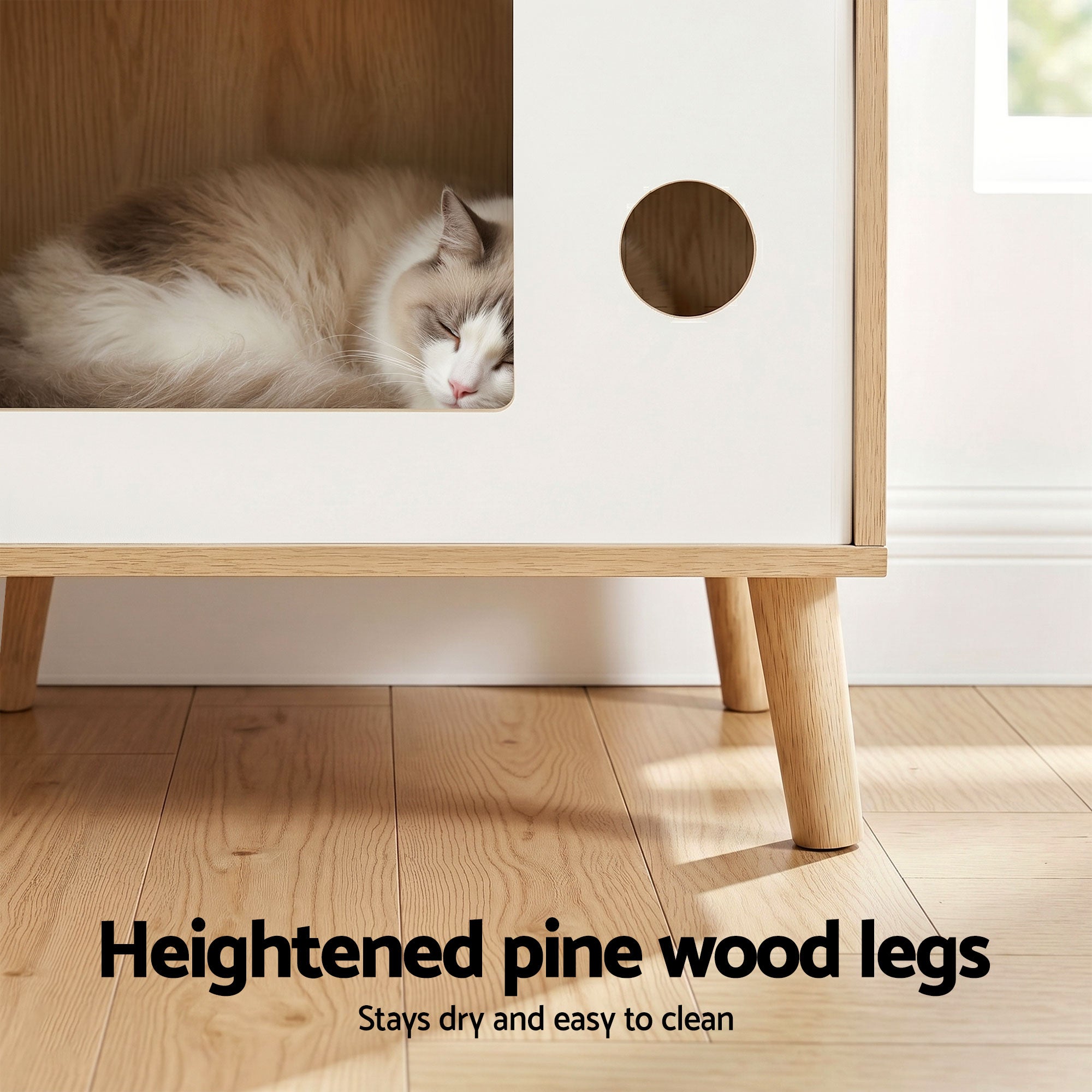 Cat Nest Bedside Table Solid Wood 60cm | Simpledeals