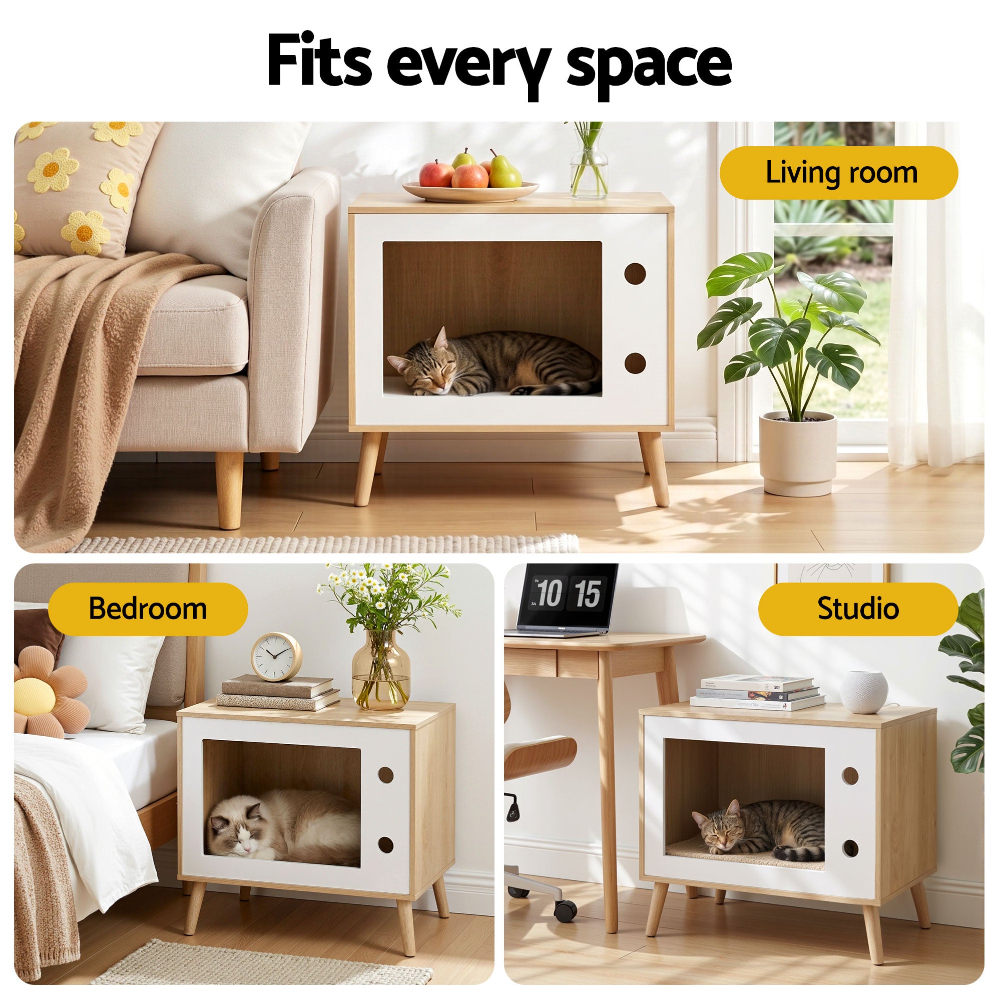 Cat Nest Bedside Table Solid Wood 60cm | Simpledeals