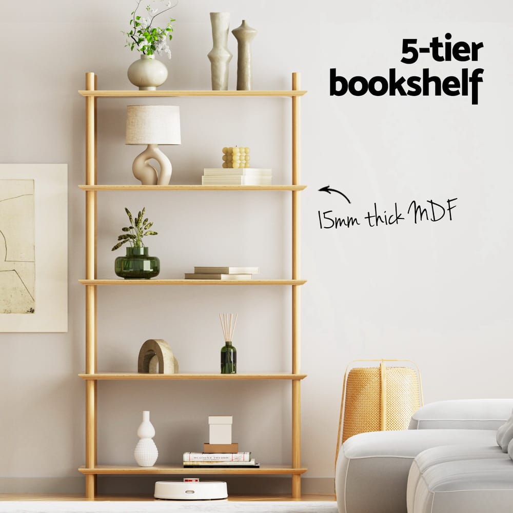 5 Tier Bookcase Shelf Unit 80x30x150cm