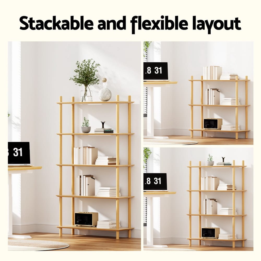 5 Tier Bookcase Shelf Unit 80x30x150cm