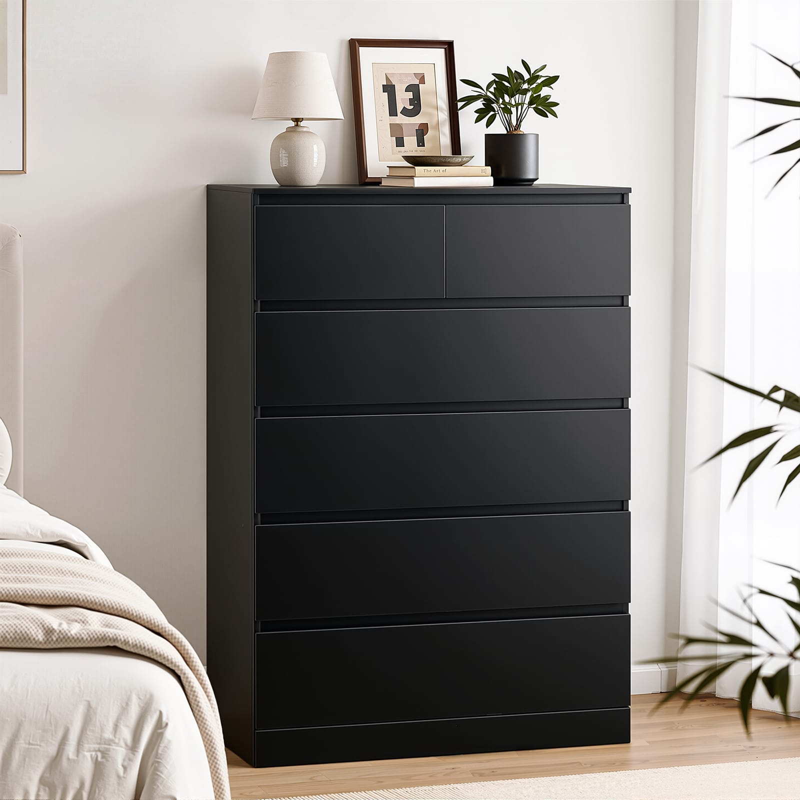 Tall Chest Of Drawers Black 80x40x121cm