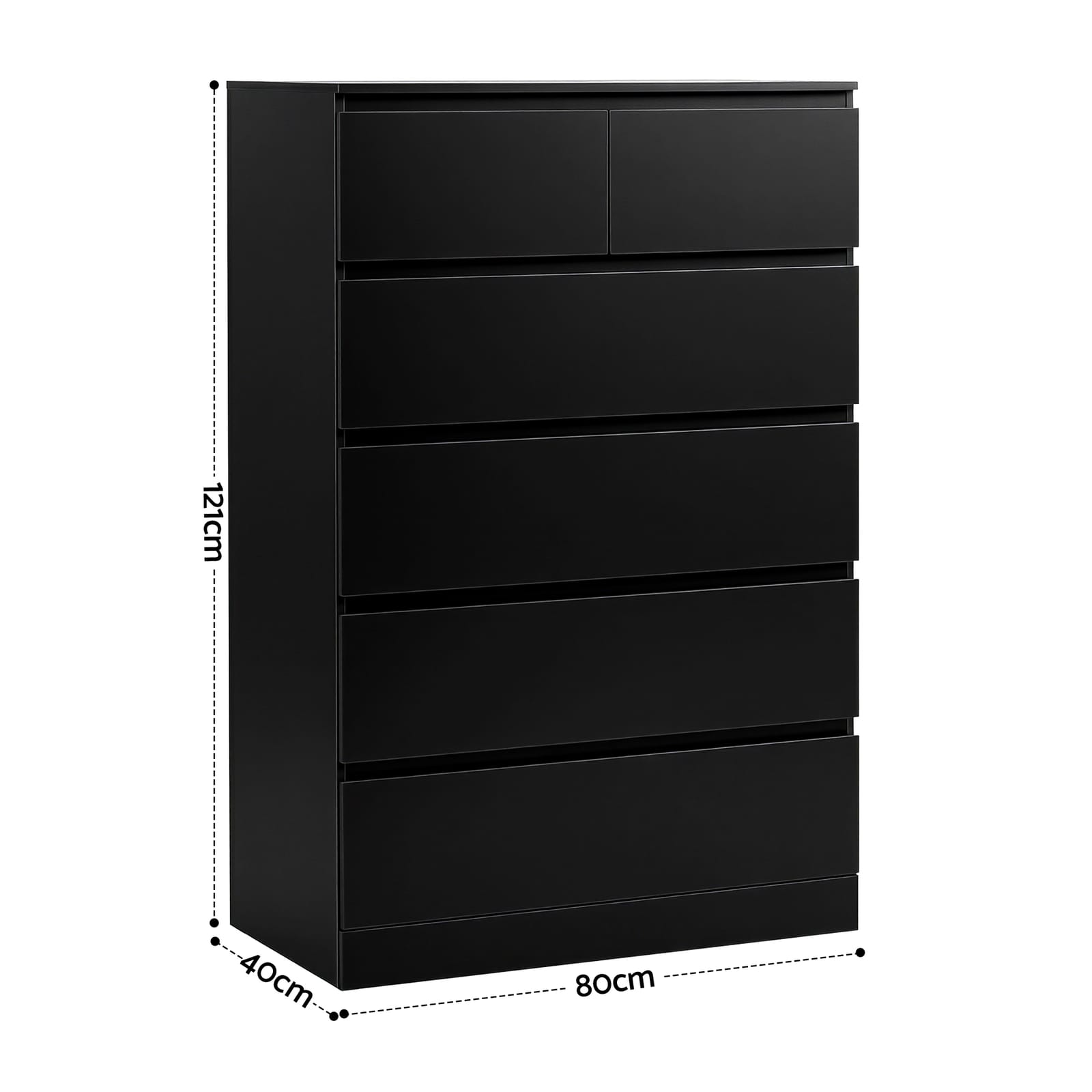 Tall Chest Of Drawers Black 80x40x121cm
