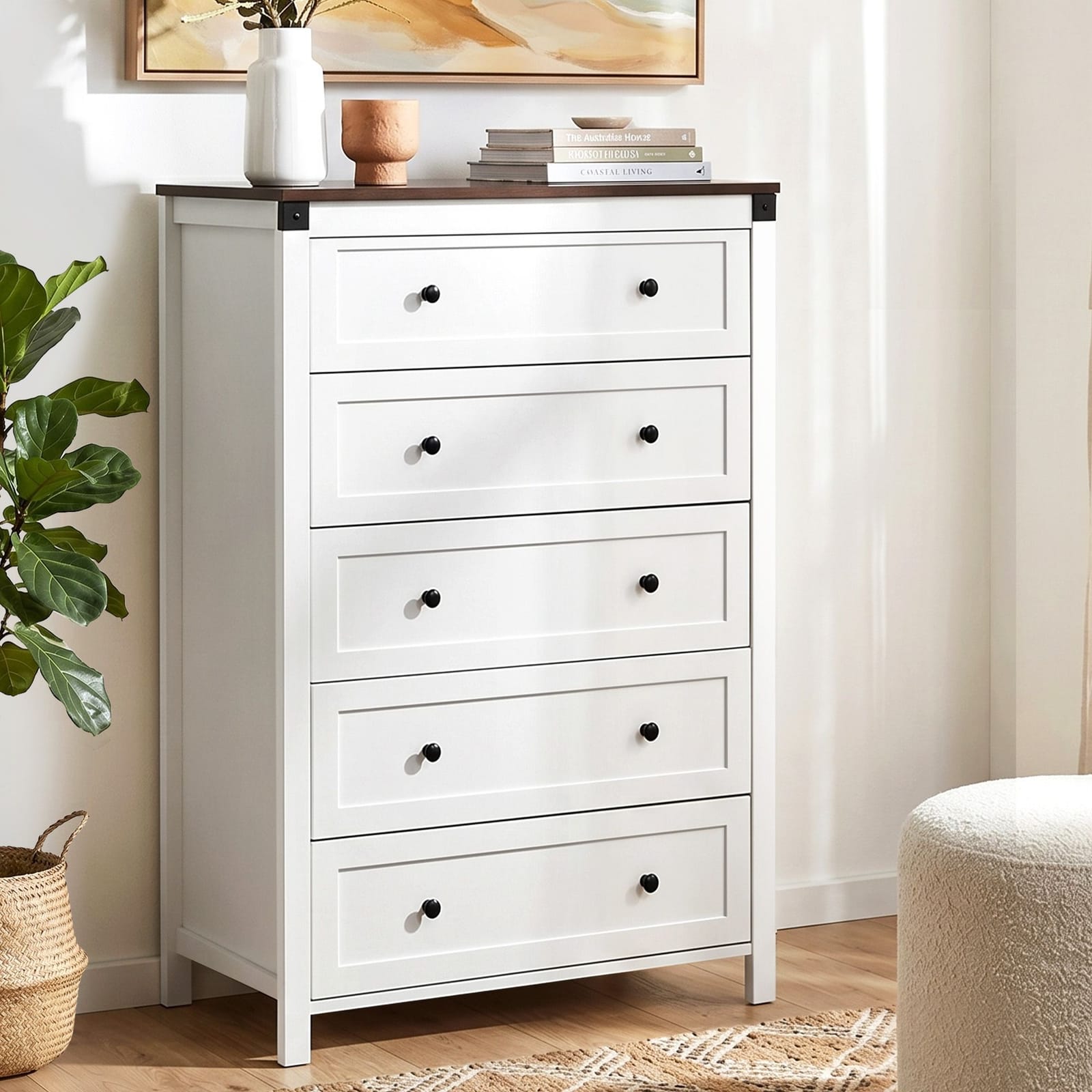 Tallboy Storage White Walnut 80x40x123cm