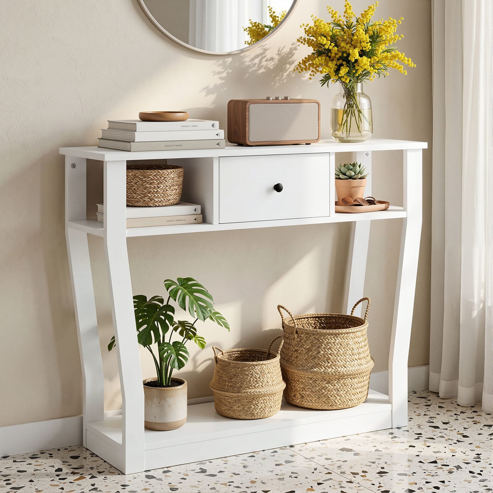 Console Table White Marble 100x30x81.5cm
