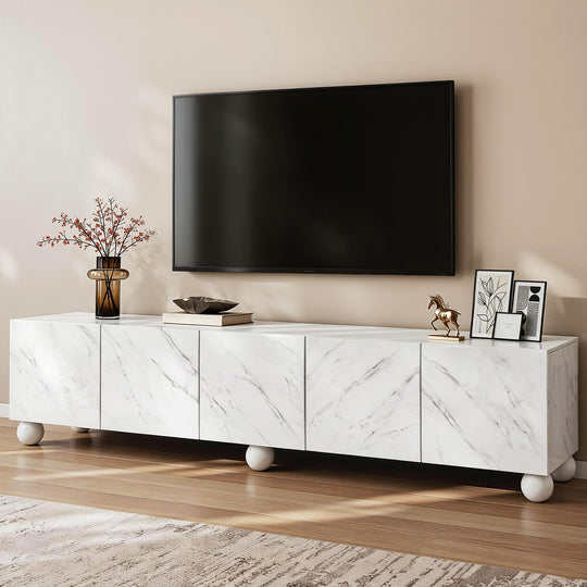 200cm TV Unit Entertainment Cabinet White
