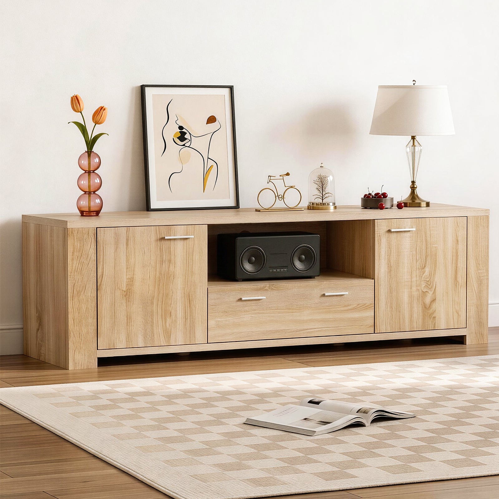Artiss 180cm Pine TV Unit Entertainment Cabinet | Simpledeals