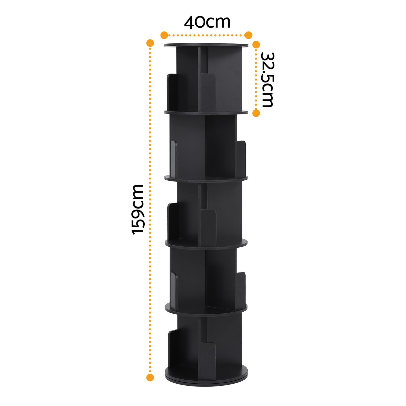 Round Bookshelf Display 40x40x159cm