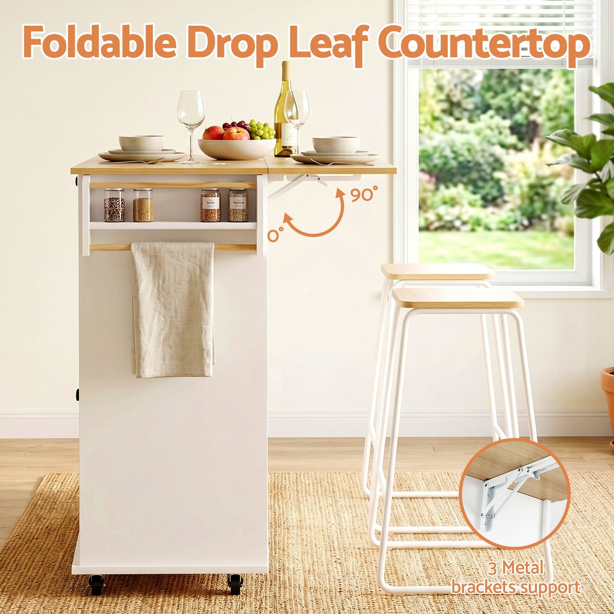 Kitchen Island Trolley 150cm Drawers Cabinet | Simpledeals