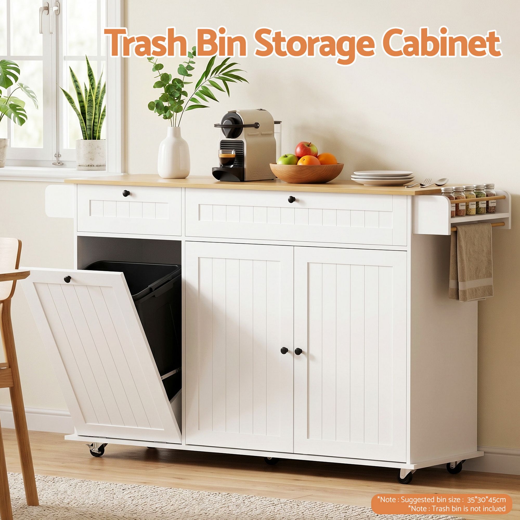 Kitchen Island Trolley 150cm Drawers Cabinet | Simpledeals