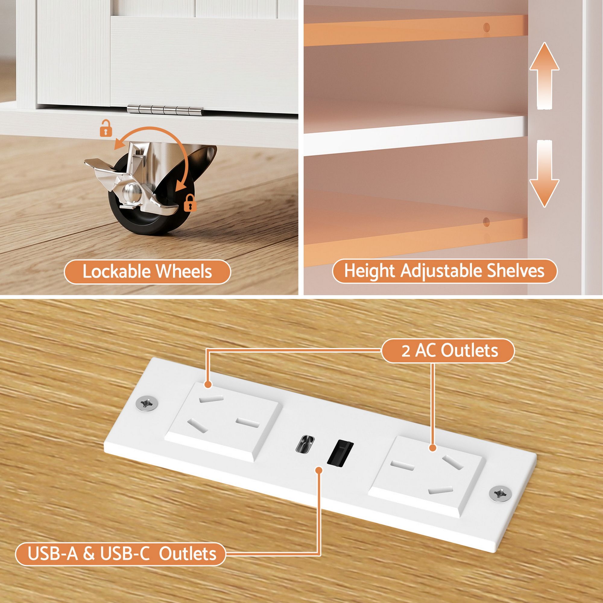 Kitchen Island Trolley 150cm Drawers Cabinet | Simpledeals