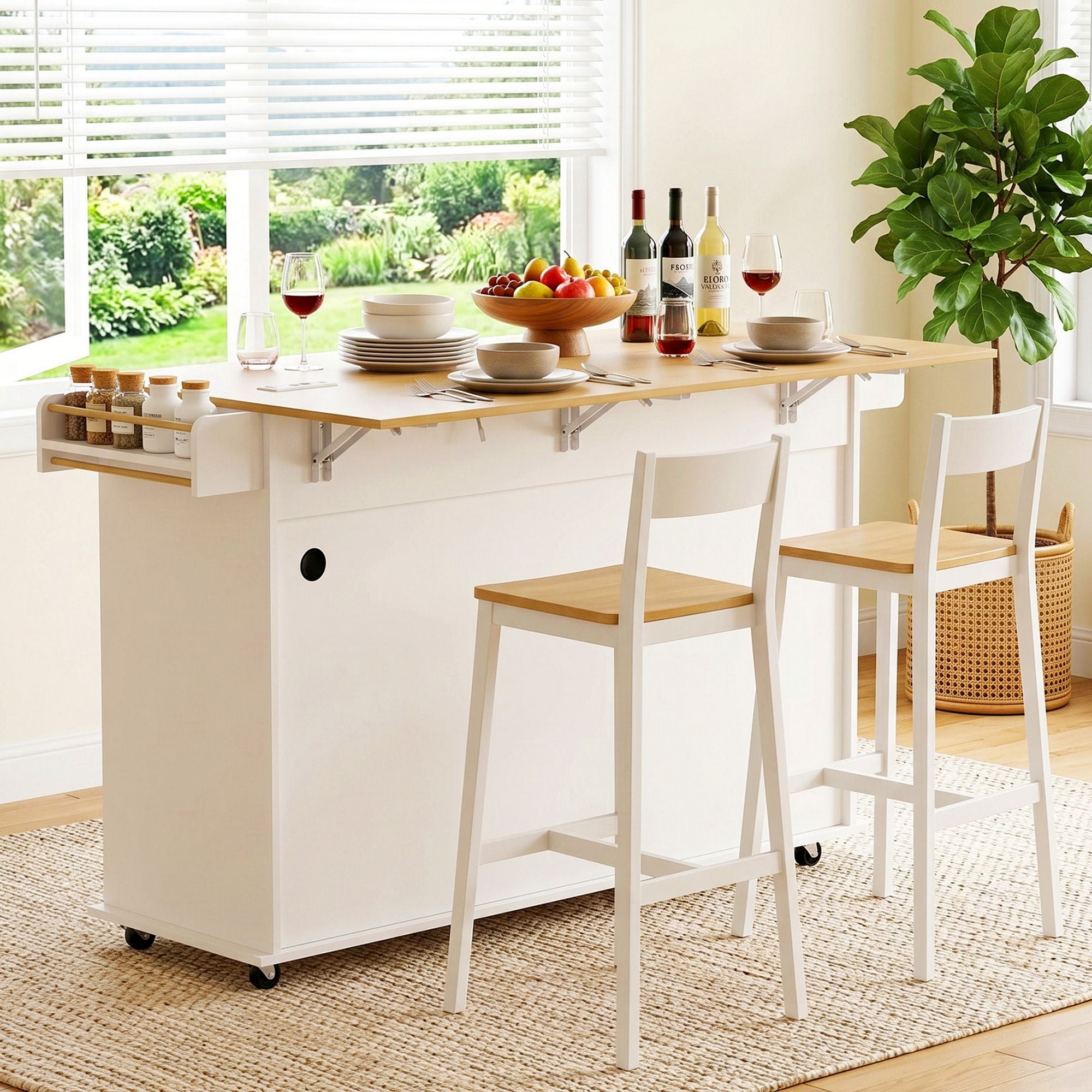 Kitchen Island Trolley 150cm Drawers Cabinet | Simpledeals