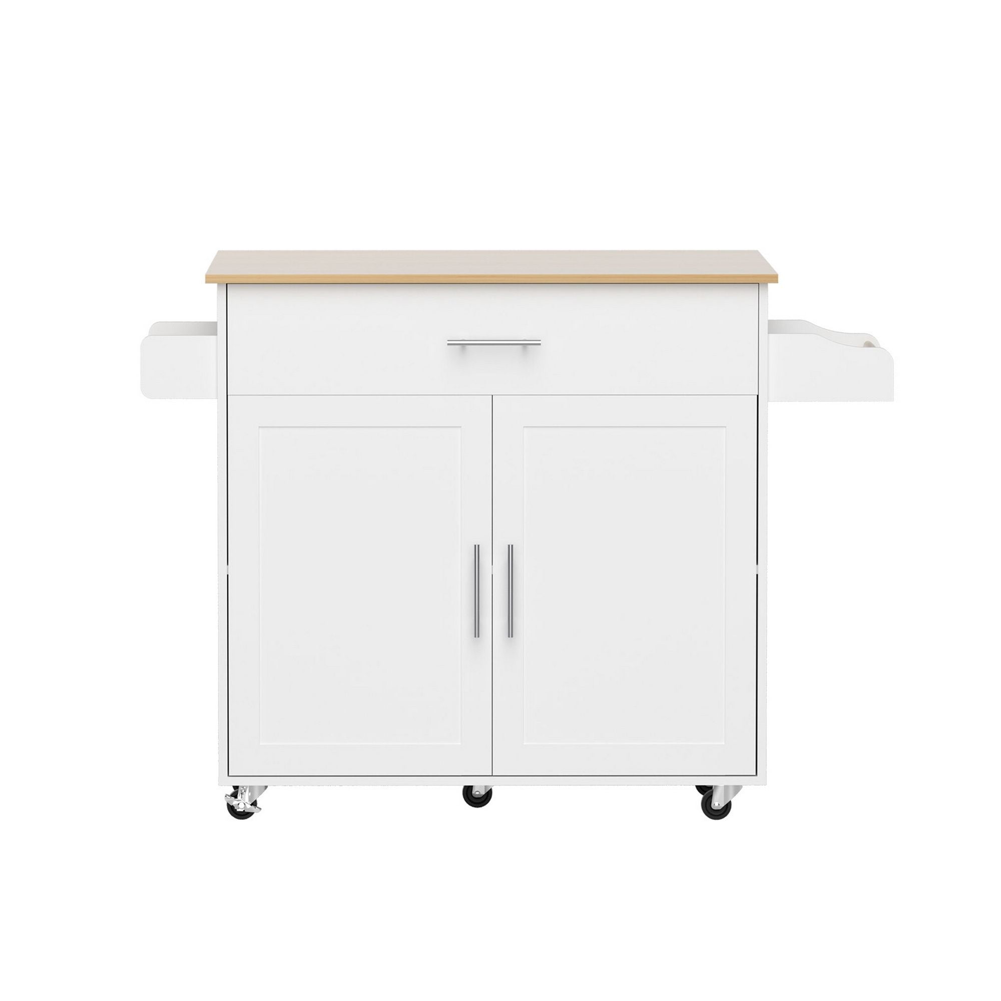 Kitchen Island Trolley Rolling Cart 90cm White | Simpledeals