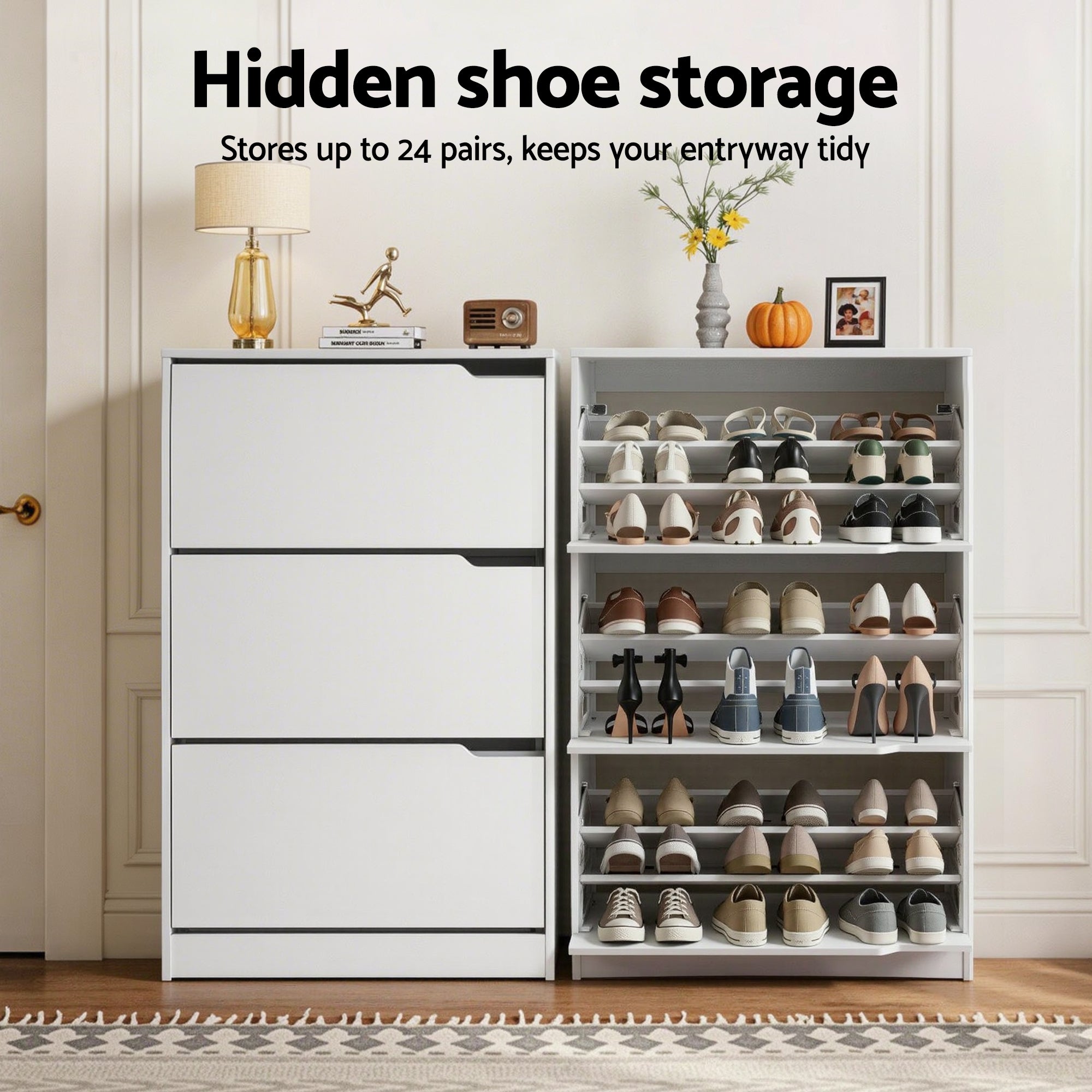 Artiss 24 Pair Shoe Cabinet Adjustable Shelf | Simpledeals