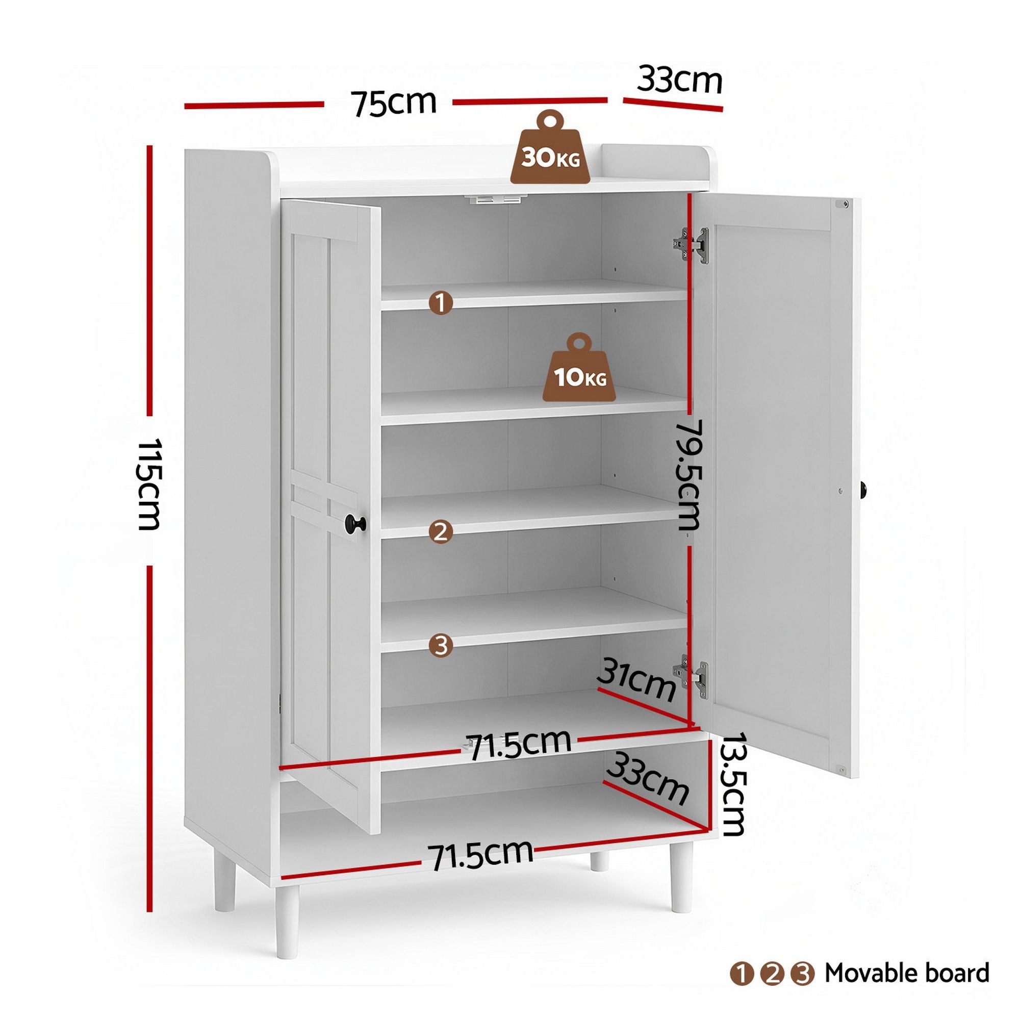 White Shoe Cabinet 6 Tier 24 Pairs Storage | Simpledeals