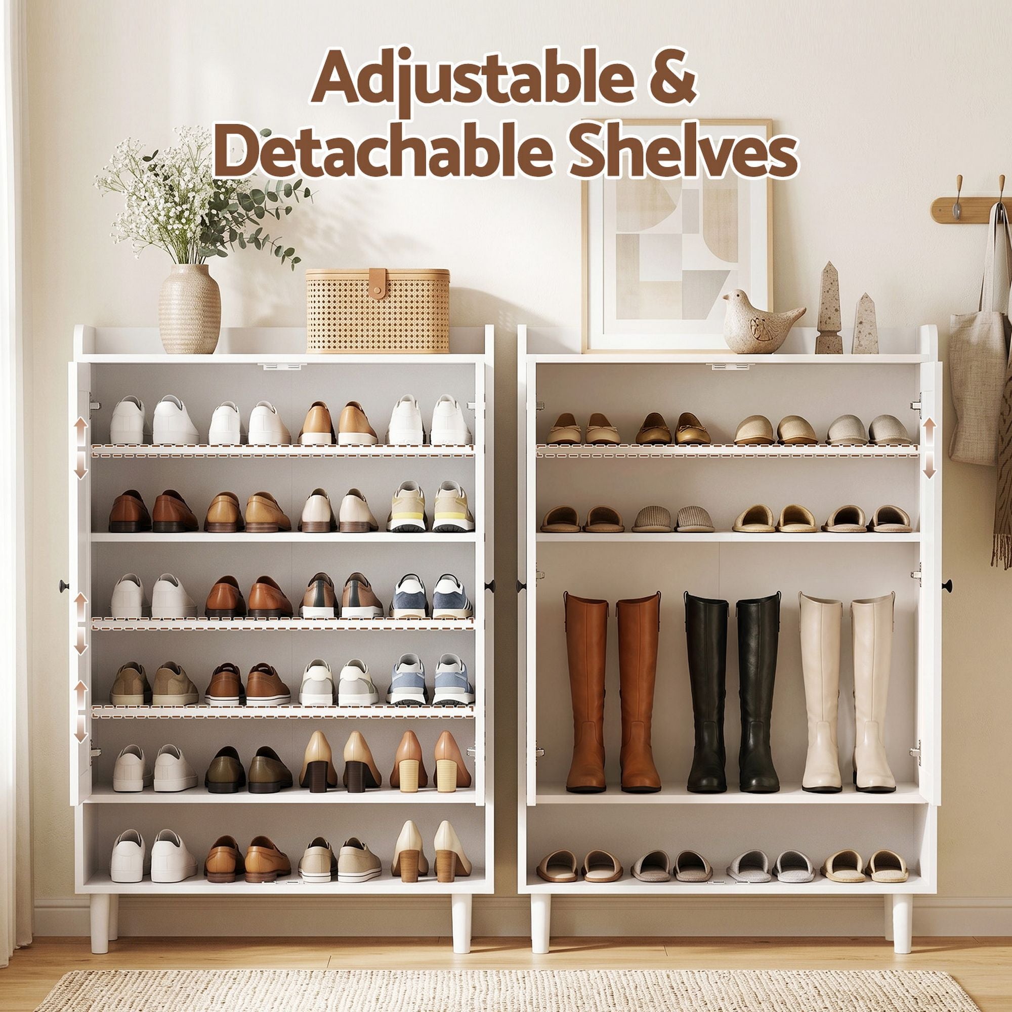 White Shoe Cabinet 6 Tier 24 Pairs Storage | Simpledeals