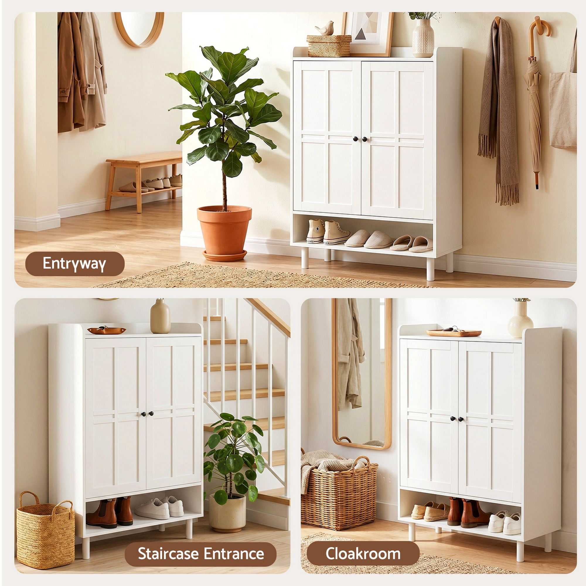 White Shoe Cabinet 6 Tier 24 Pairs Storage | Simpledeals