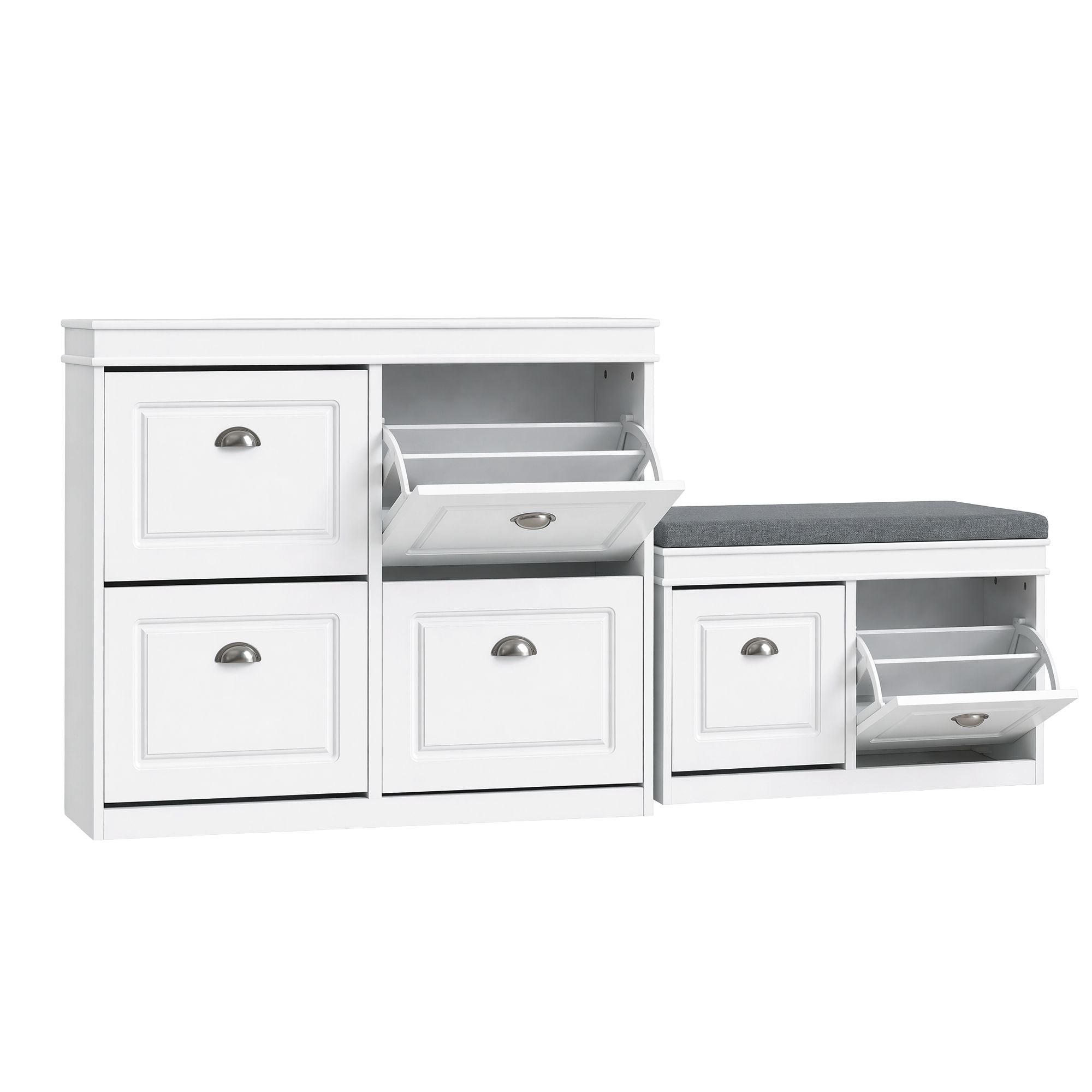 Shoe Cabinet Bench Set Flip Drawer White | Simpledeals
