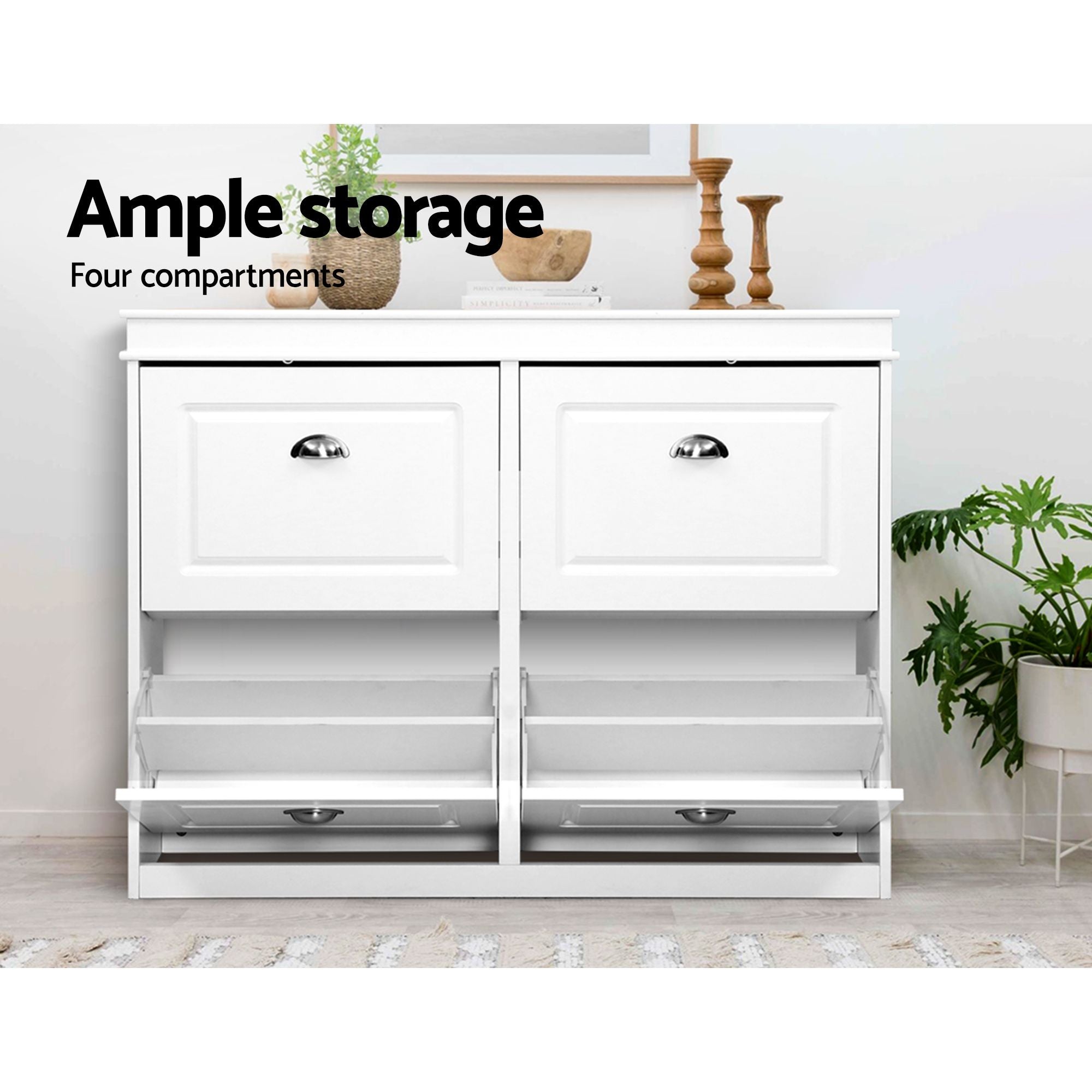 Shoe Cabinet Bench Set Flip Drawer White | Simpledeals