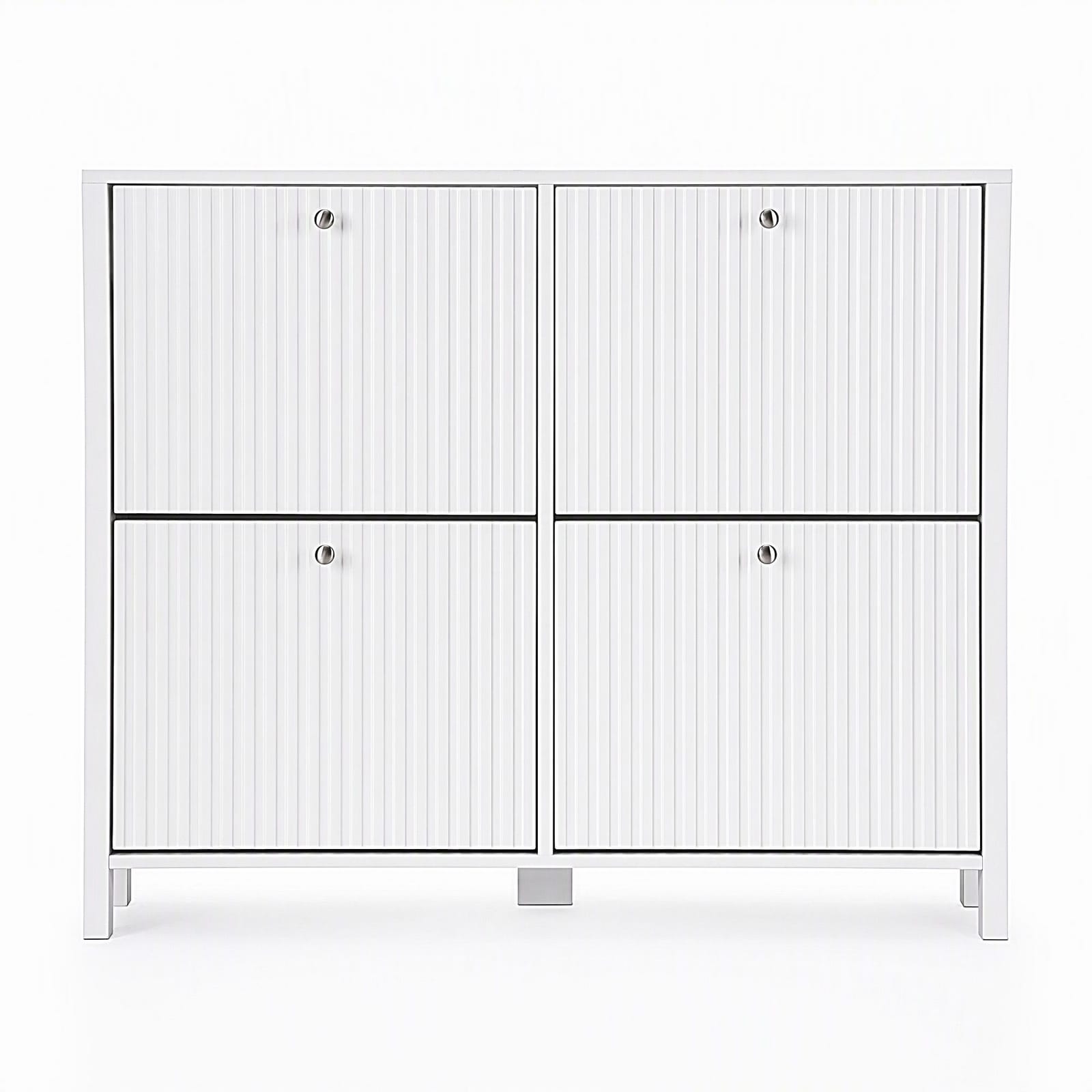 Shoe Cabinet 4 Drawer White 110x24x90cm
