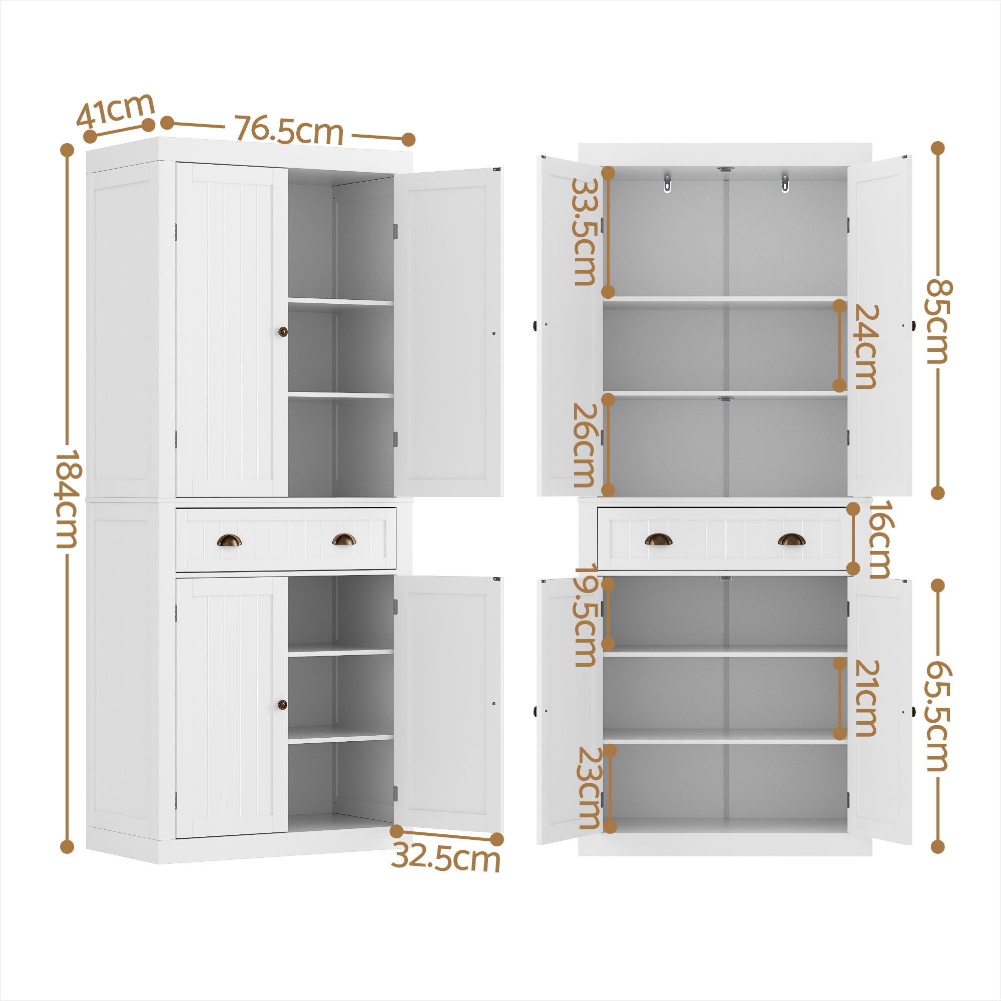 6-Tier Buffet Sideboard Cabinet Twin Pack White | Simpledeal