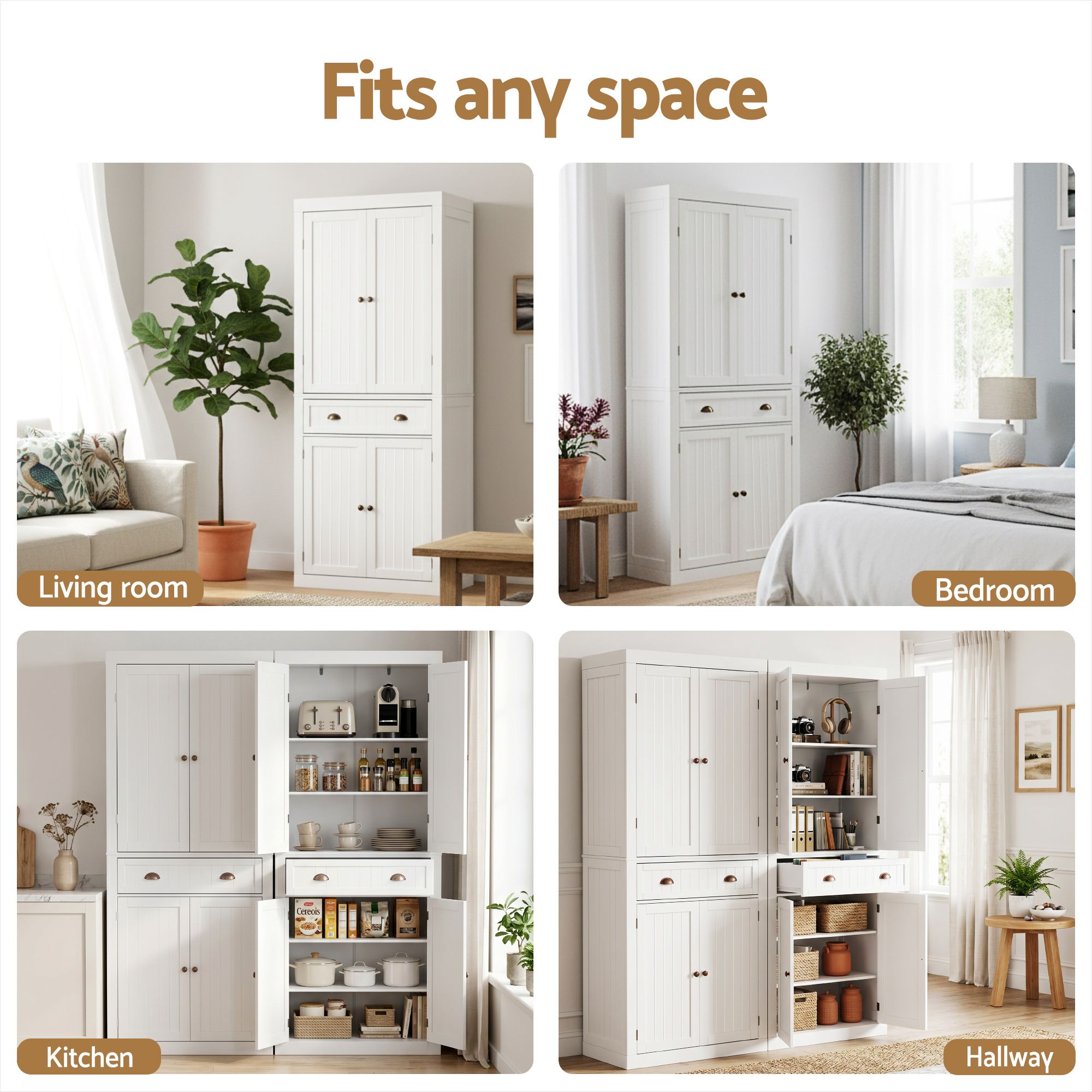 6-Tier Buffet Sideboard Cabinet Twin Pack White | Simpledeal