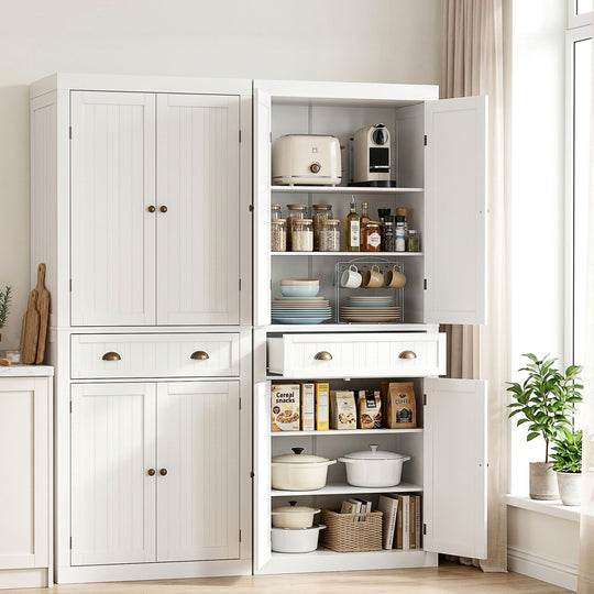 6-Tier Buffet Sideboard Cabinet Twin Pack White - Buffets & Sideboards