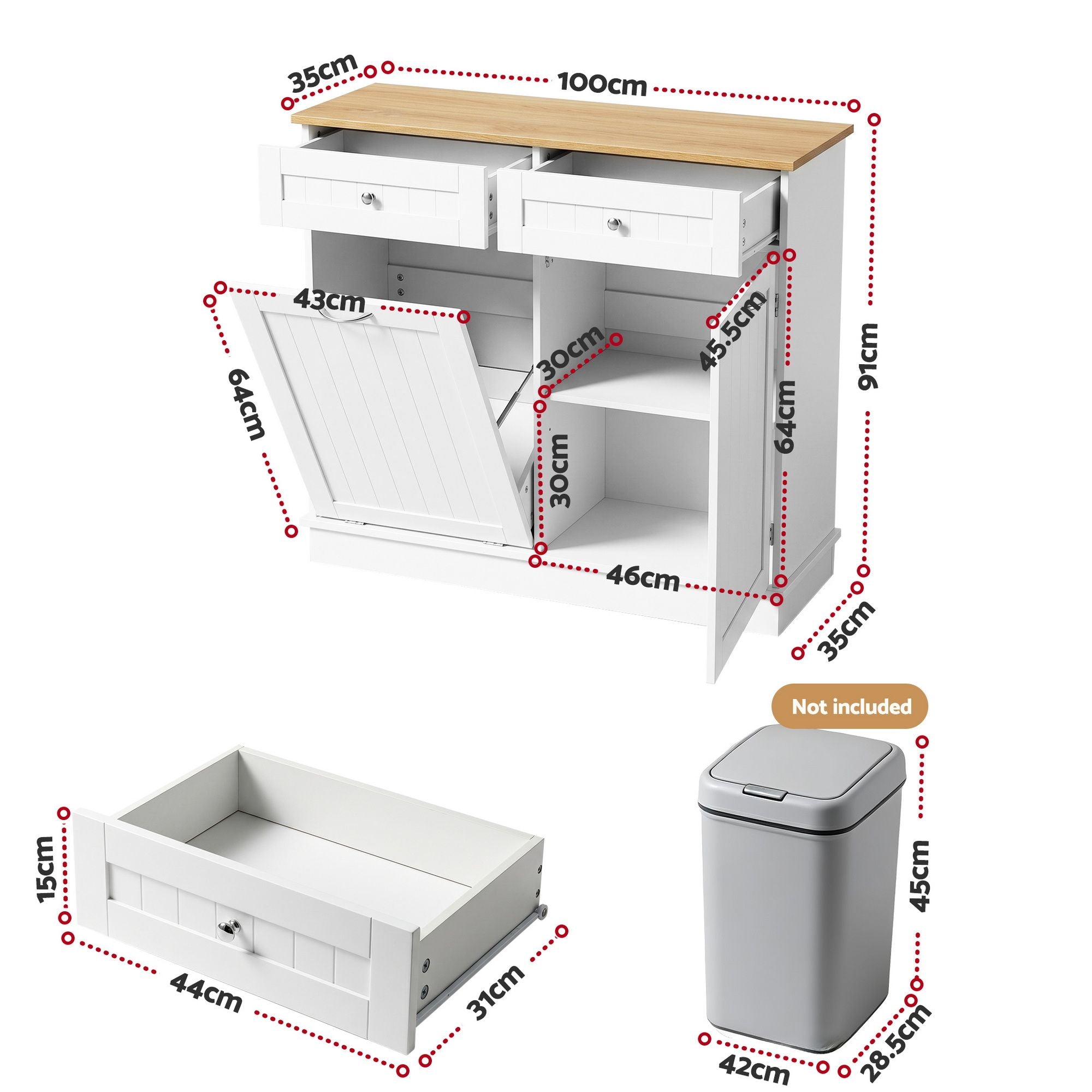 Buffet Sideboard Cabinet Tilt Out Bin Storage | Simpledeals