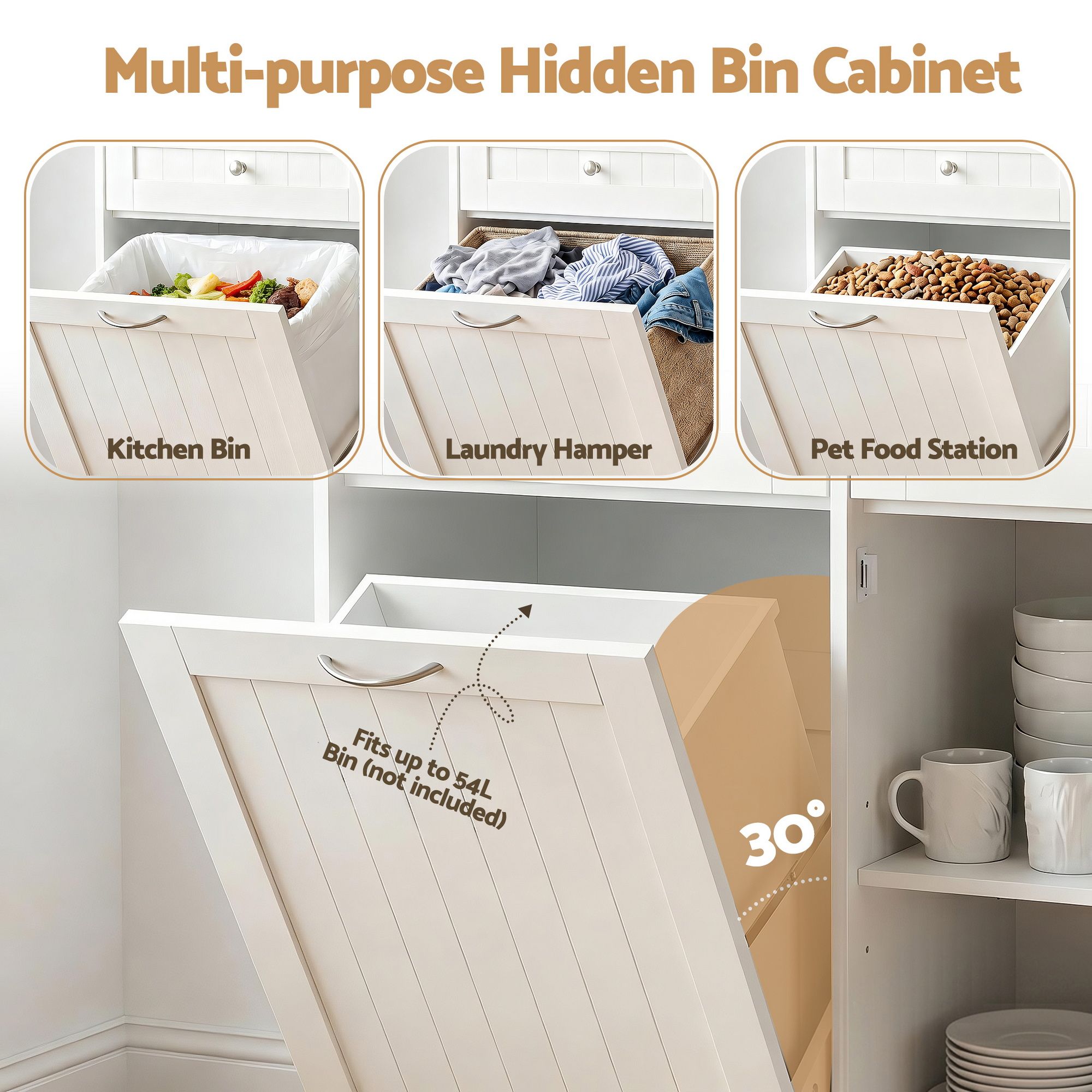 Buffet Sideboard Cabinet Tilt Out Bin Storage | Simpledeals