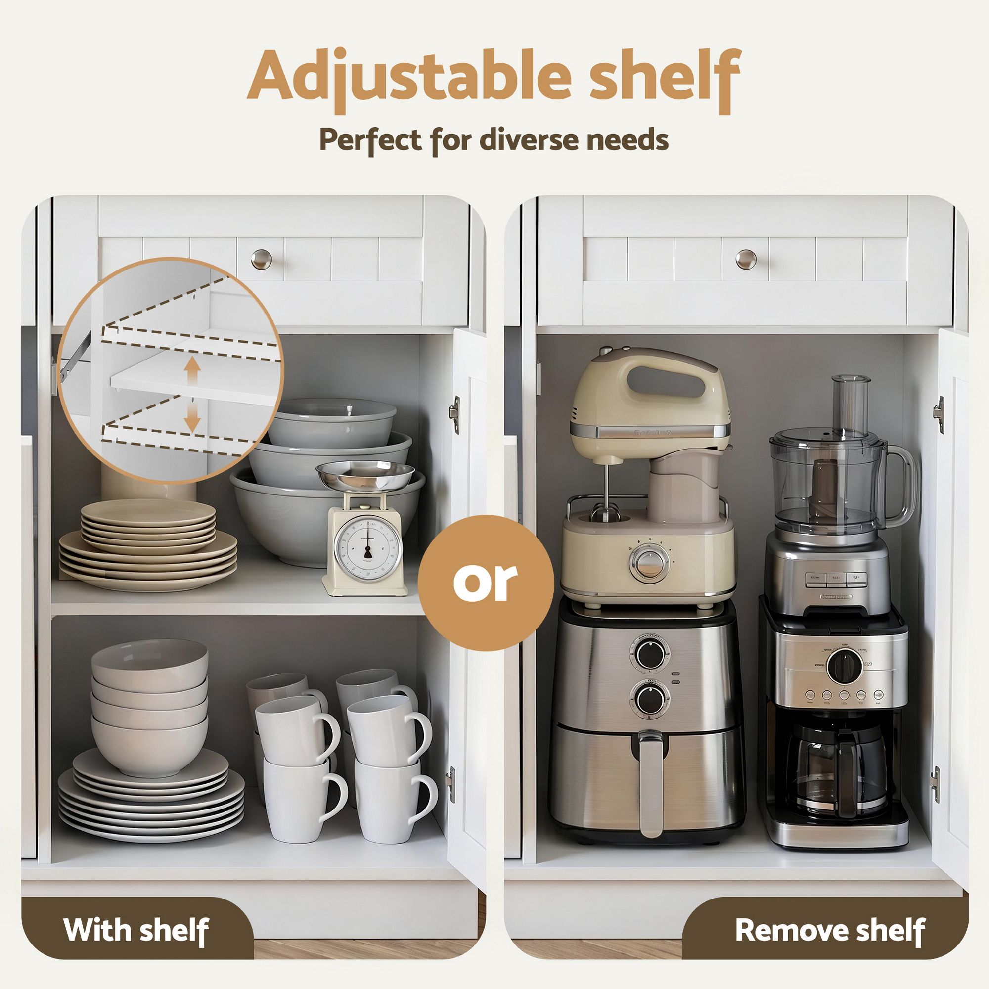 Buffet Sideboard Cabinet Tilt Out Bin Storage | Simpledeals