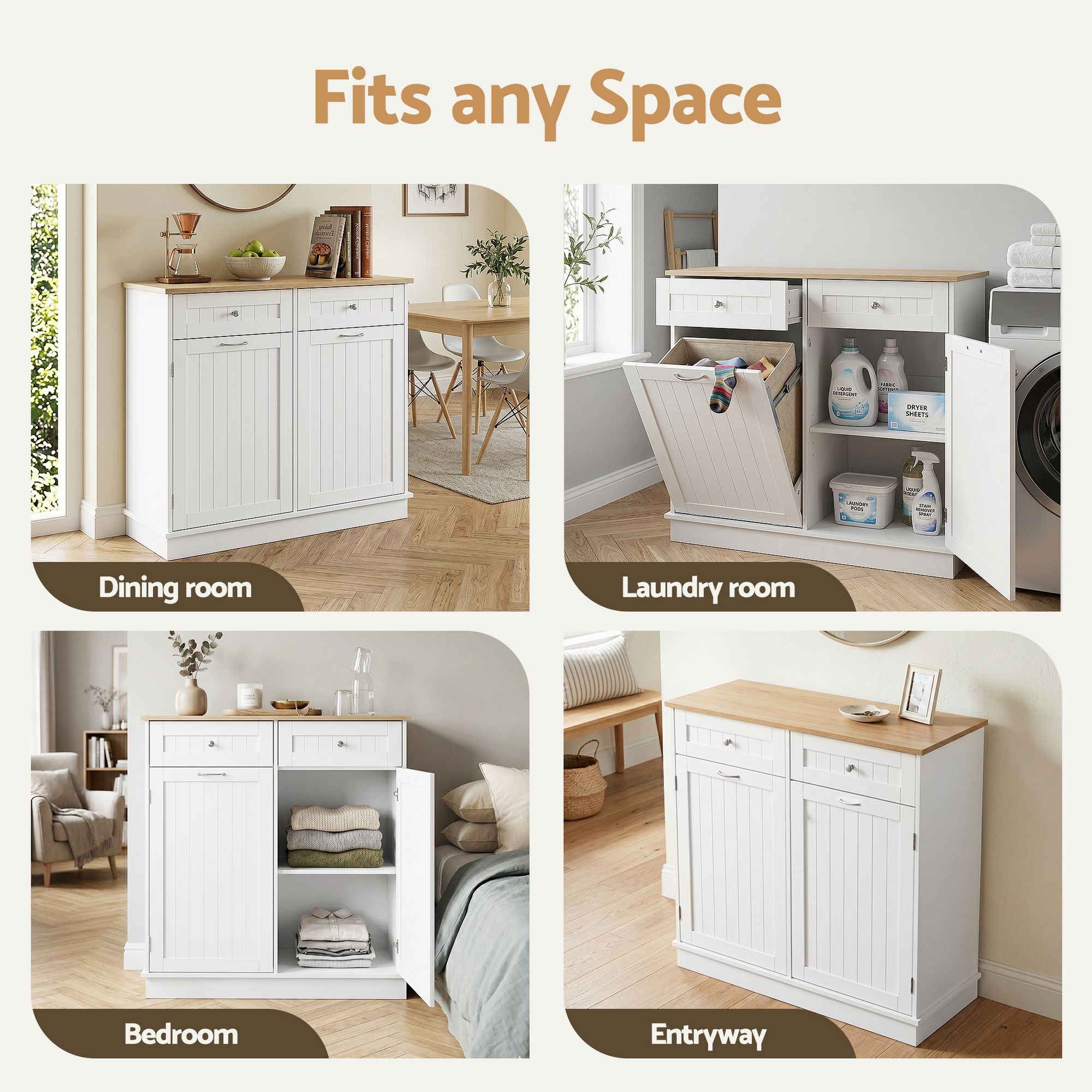 Buffet Sideboard Cabinet Tilt Out Bin Storage | Simpledeals