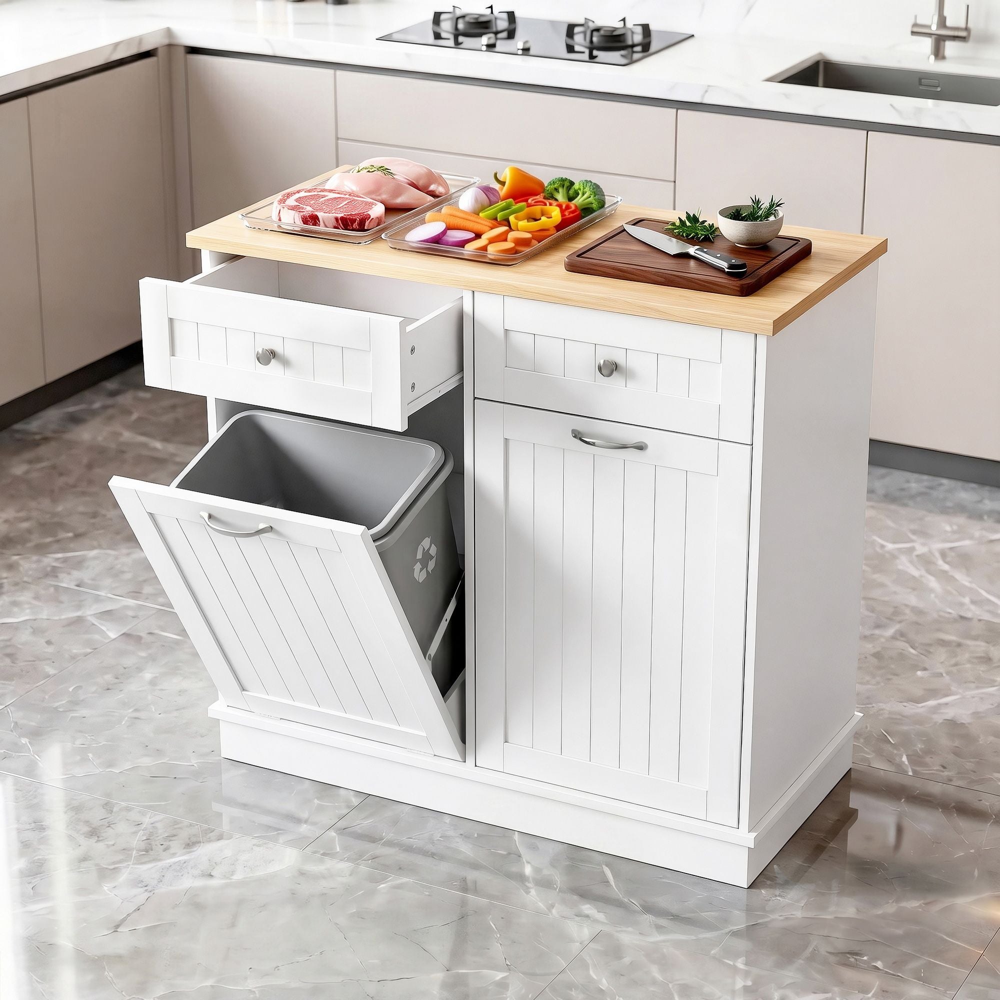Buffet Sideboard Cabinet Tilt Out Bin Storage | Simpledeals