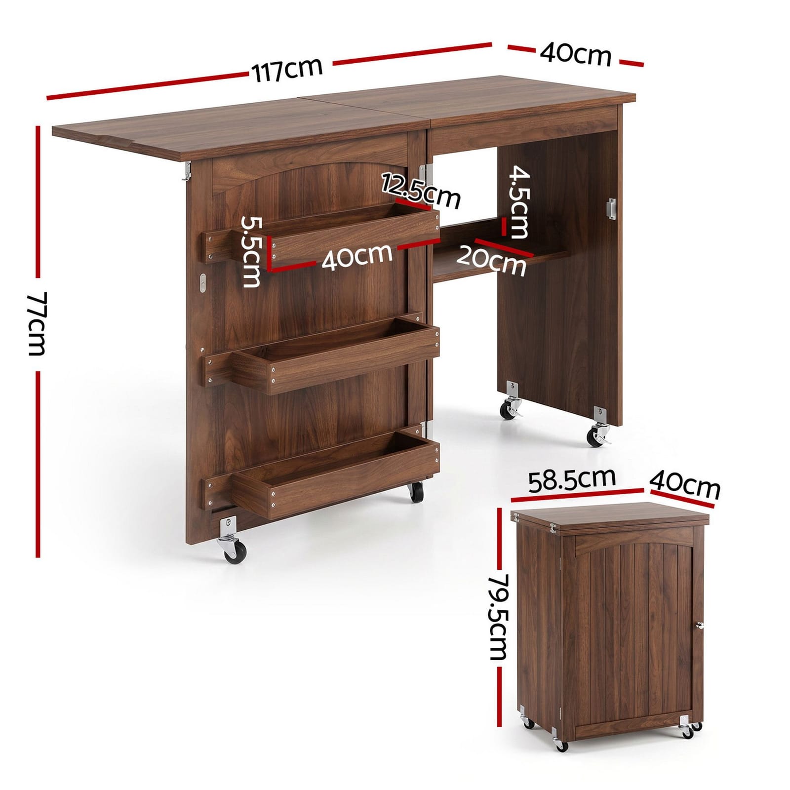 Folding Sewing Table Rolling Craft Station | Simpledeals