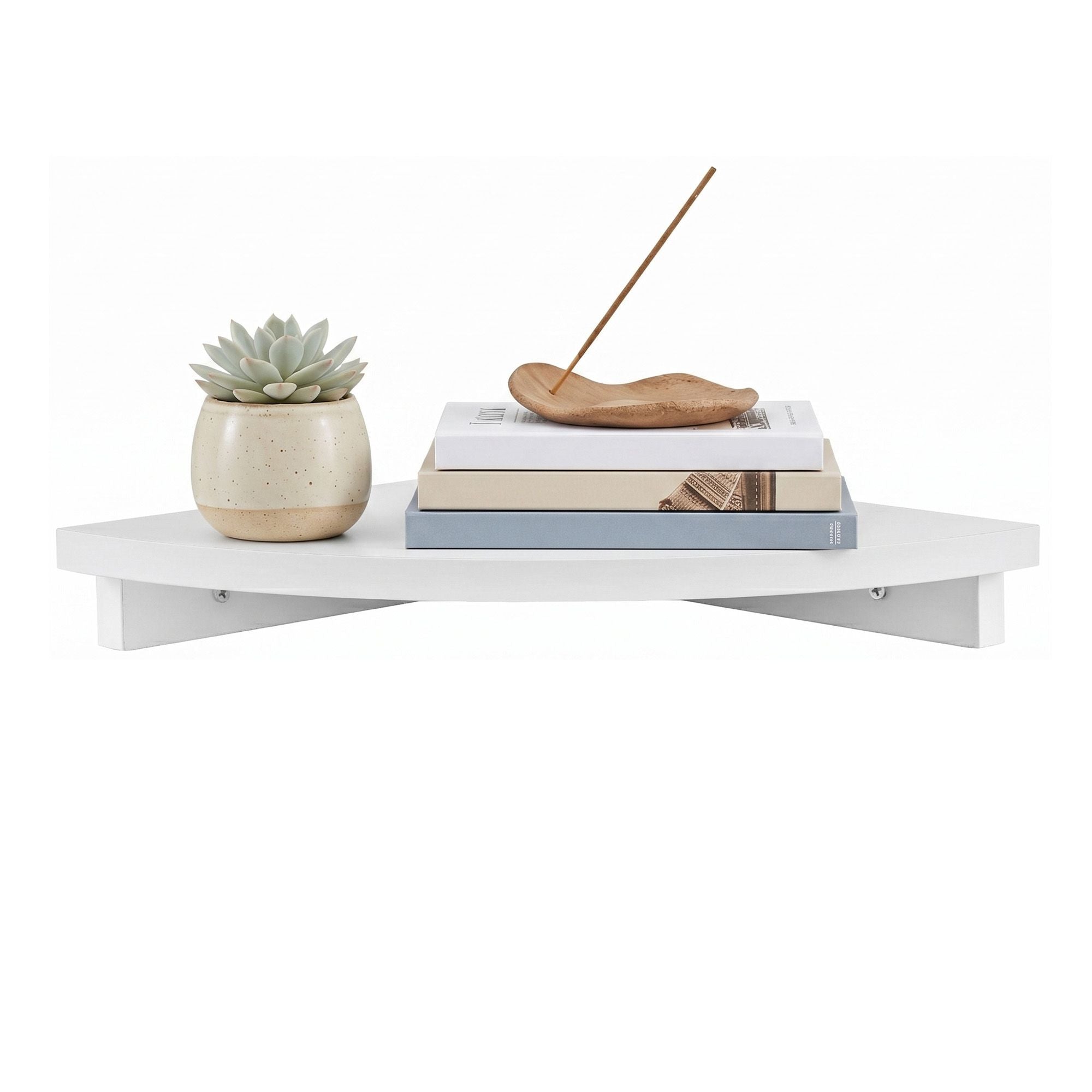 Corner Floating Wall Shelf White Round Edge | Simpledeals
