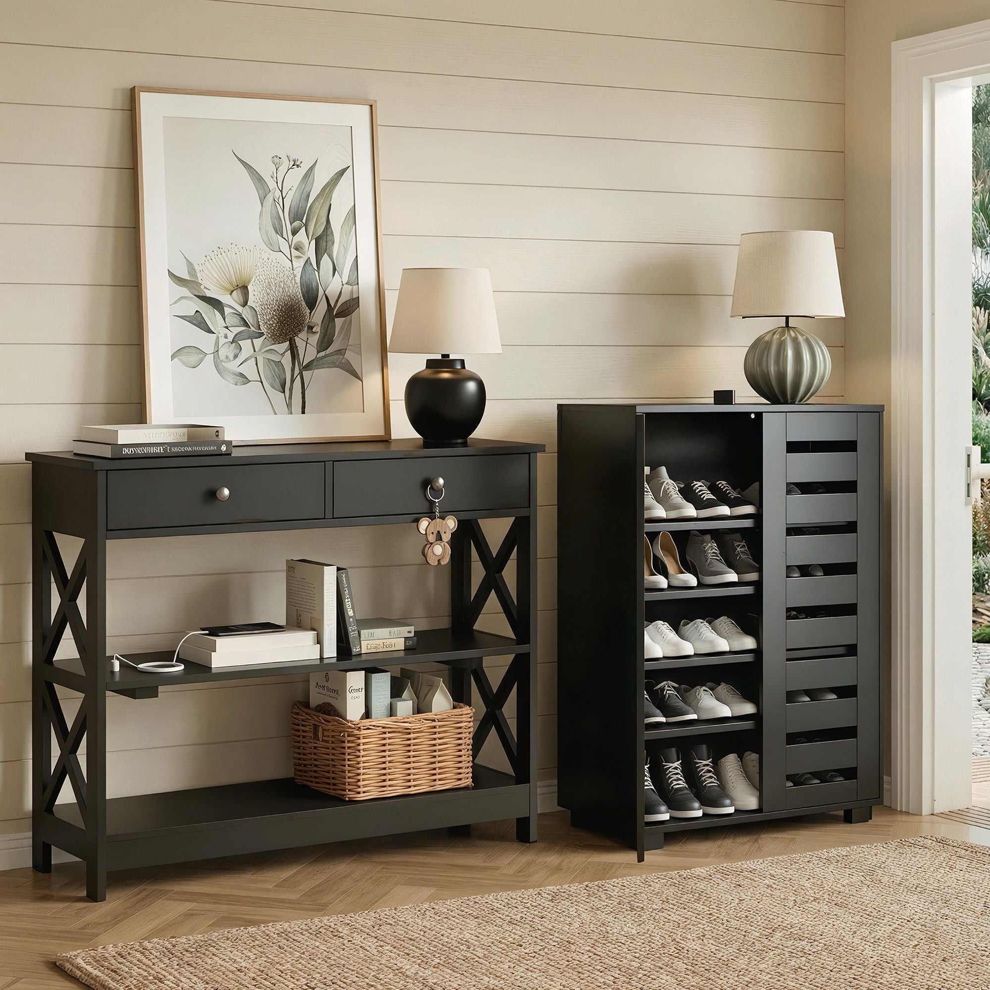 Artiss Shoe Rack Console Table Set Storage | Simpledeals