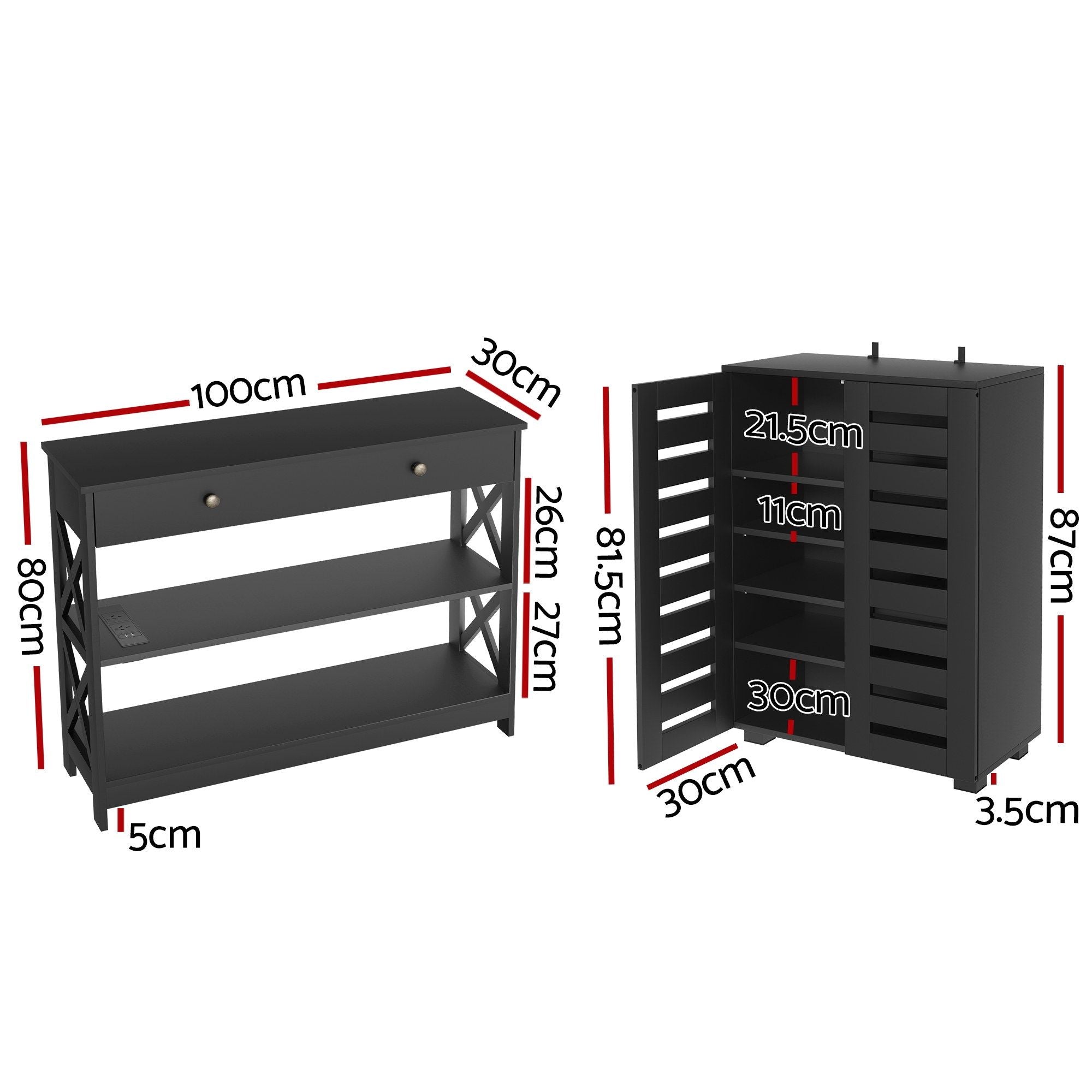 Artiss Shoe Rack Console Table Set Storage | Simpledeals