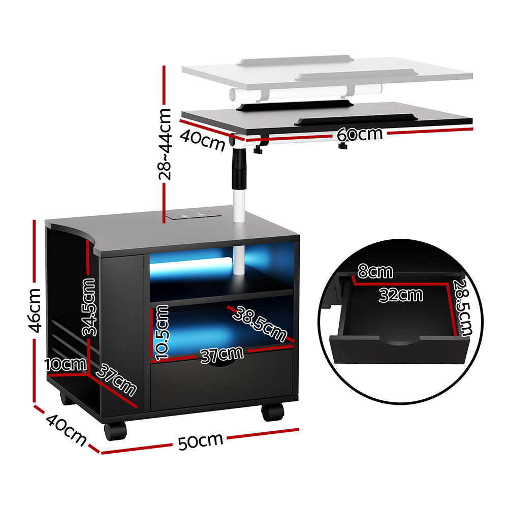 Bedside Table Usb Charging With Led Adjustable Laptop Tray - Tala