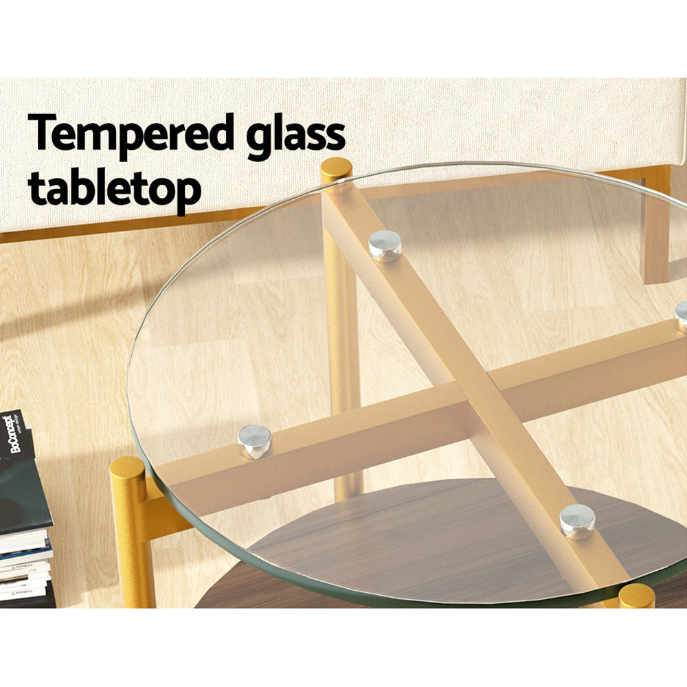 Metal Frame Glass Coffee Table for Bedside or Sofa